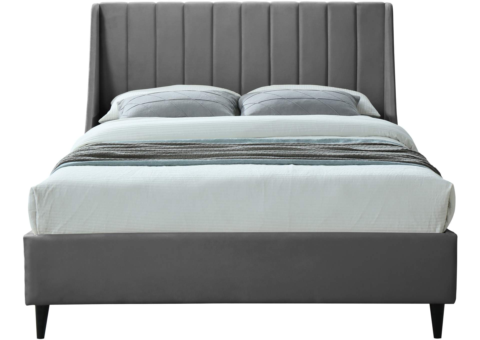 Eva Grey Velvet Full Bed,Meridian Furniture