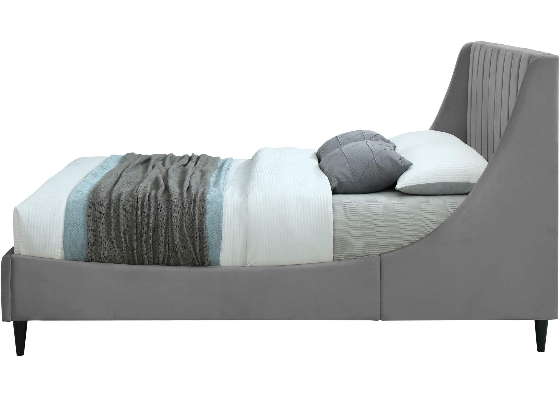 Eva Grey Velvet Full Bed,Meridian Furniture