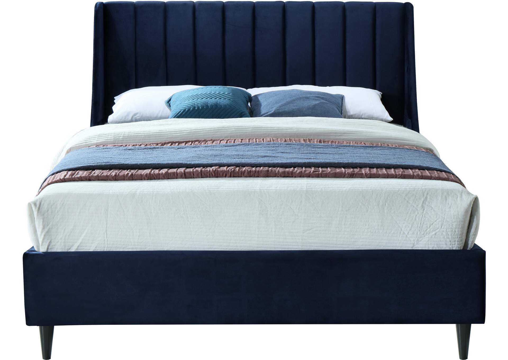 Eva Navy Velvet Full Bed,Meridian Furniture