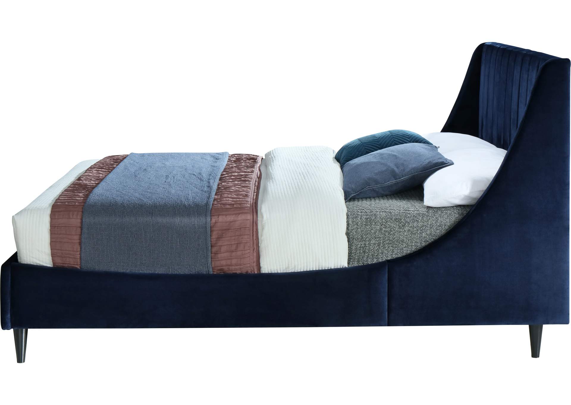 Eva Navy Velvet Full Bed,Meridian Furniture