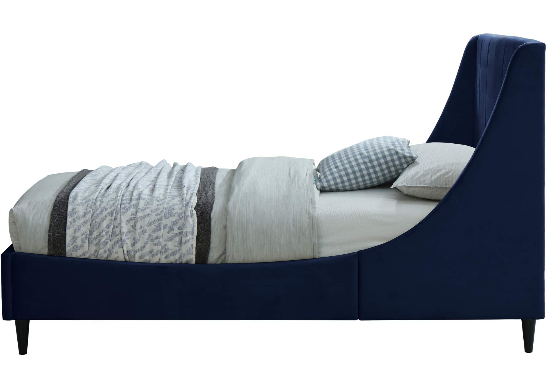 Eva Navy Velvet Twin Bed,Meridian Furniture