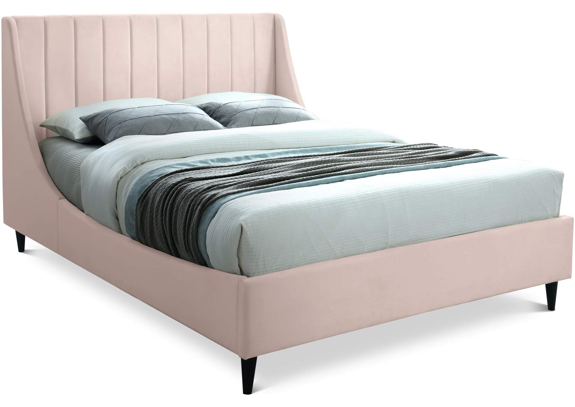 Eva Pink Velvet Full Bed,Meridian Furniture