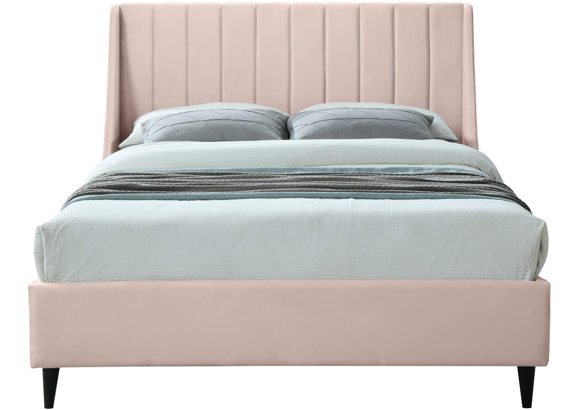 Eva Pink Velvet Full Bed,Meridian Furniture