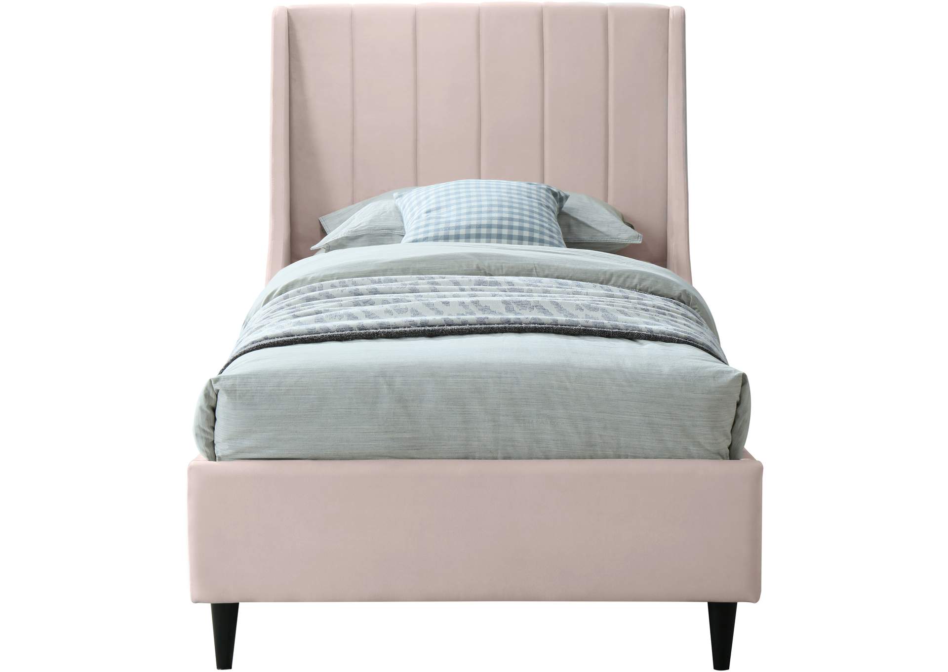 Eva Pink Velvet Twin Bed,Meridian Furniture