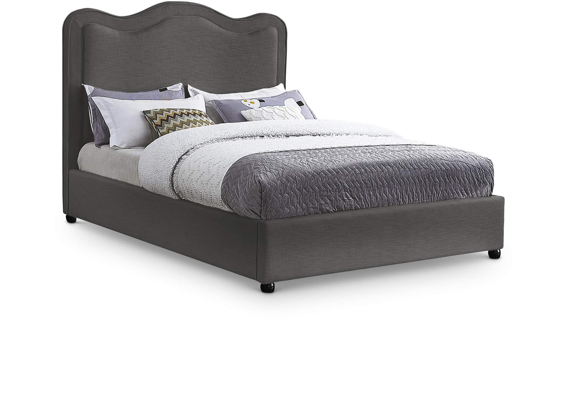 Felix Grey Linen Textured Fabric King Bed,Meridian Furniture