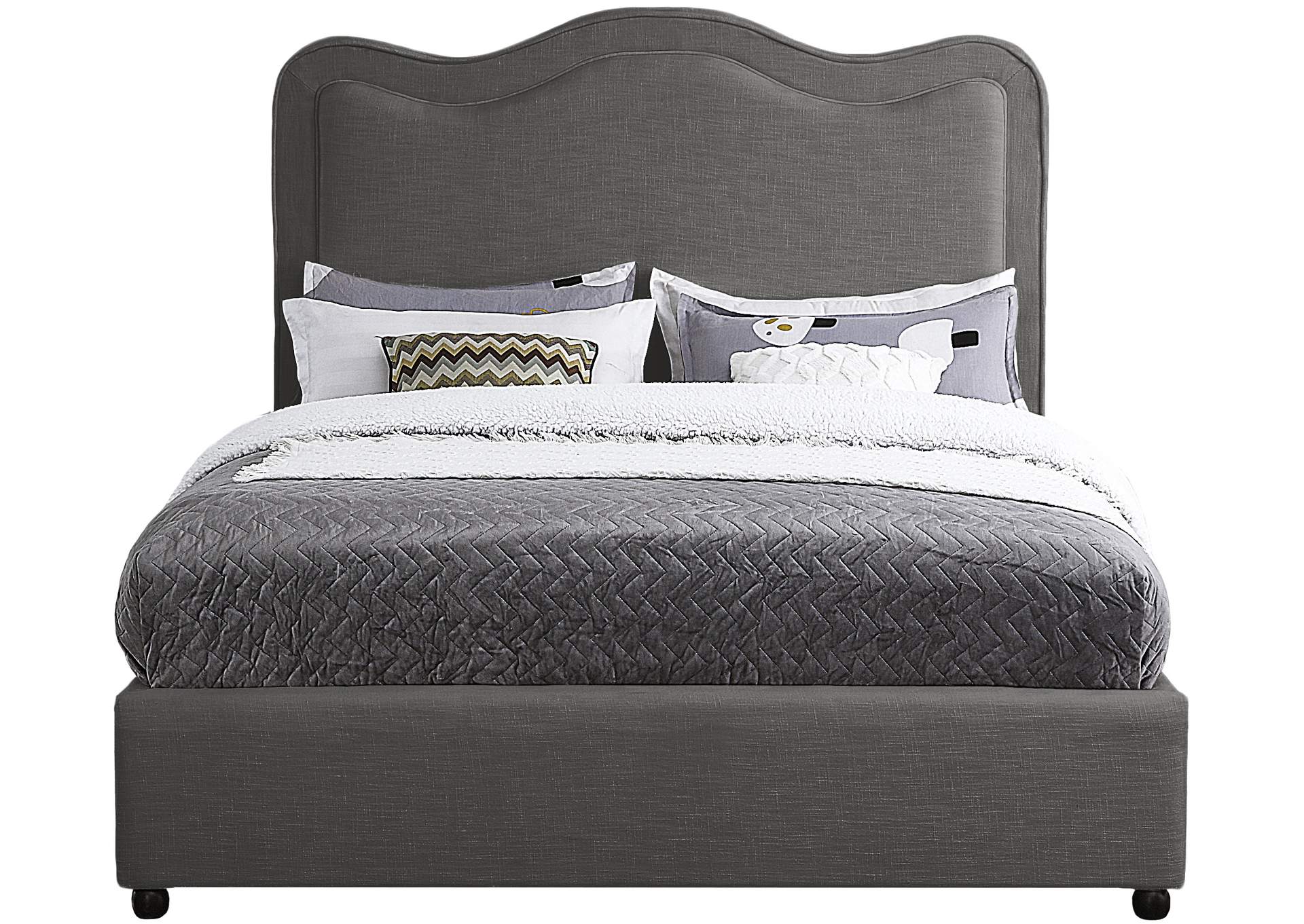 Felix Grey Linen Textured Fabric King Bed,Meridian Furniture