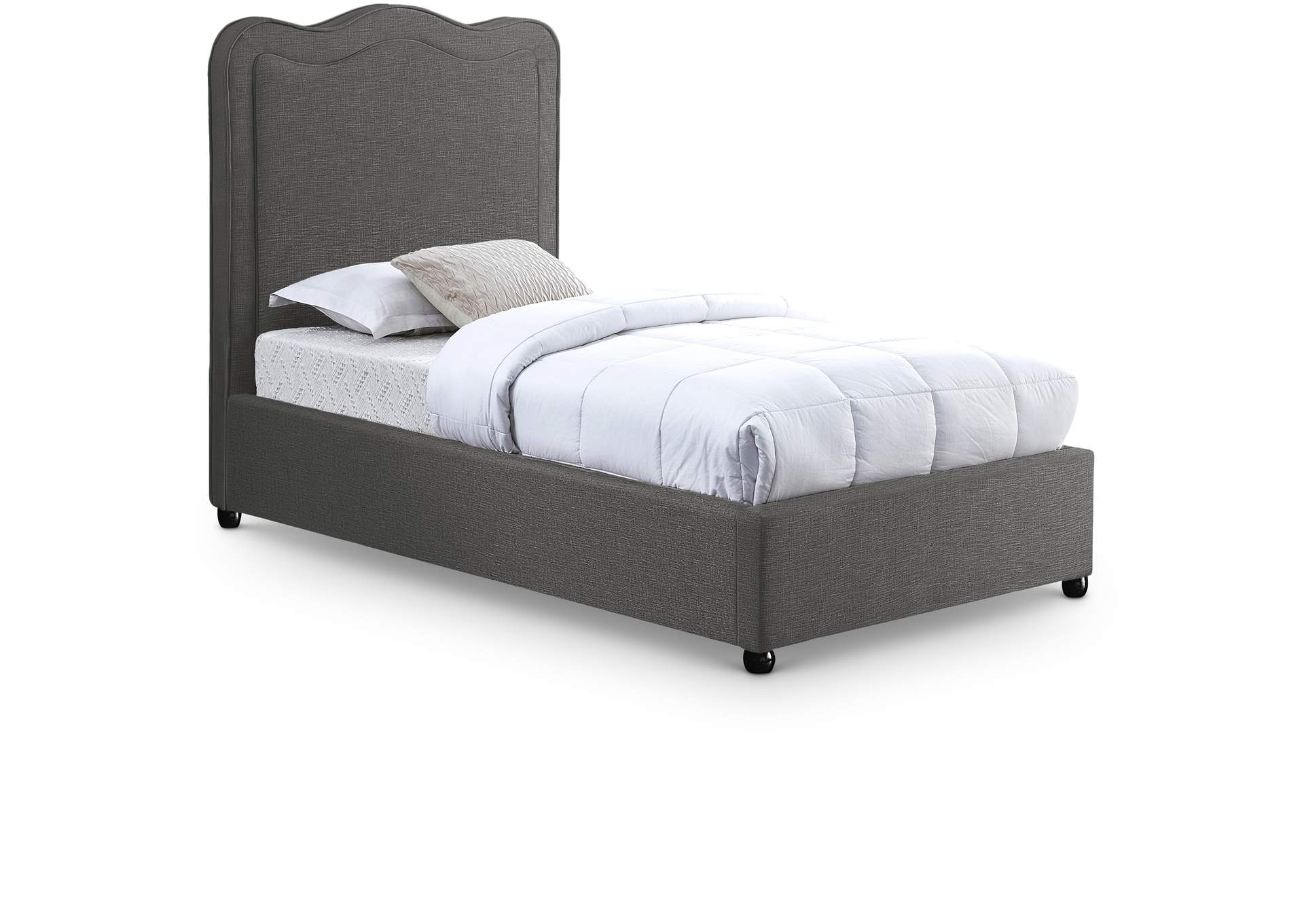 Felix Grey Linen Textured Fabric Twin Bed,Meridian Furniture