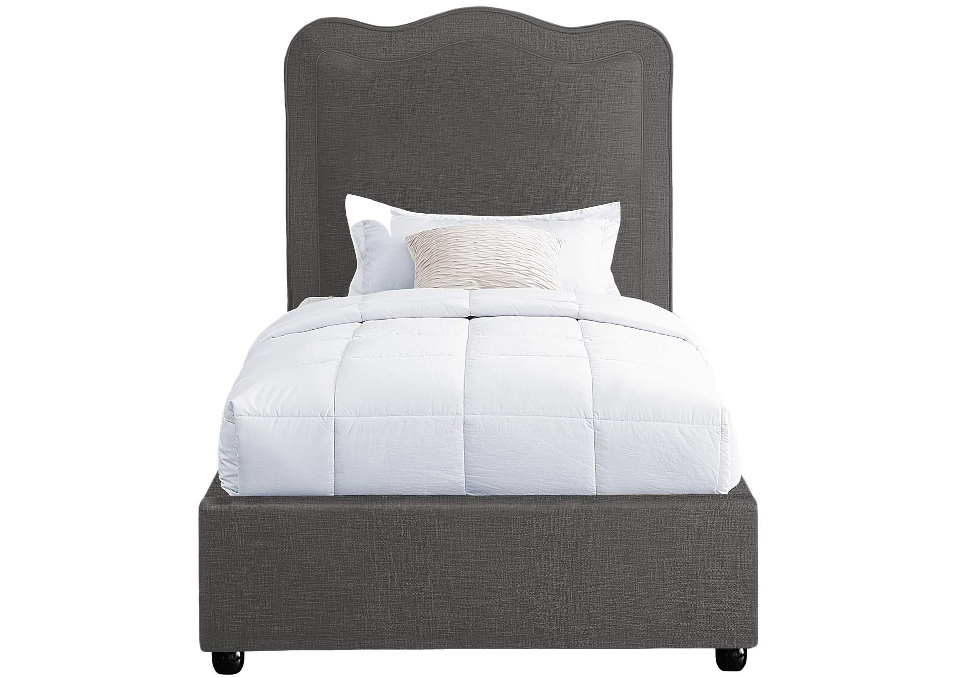 Felix Grey Linen Textured Fabric Twin Bed,Meridian Furniture