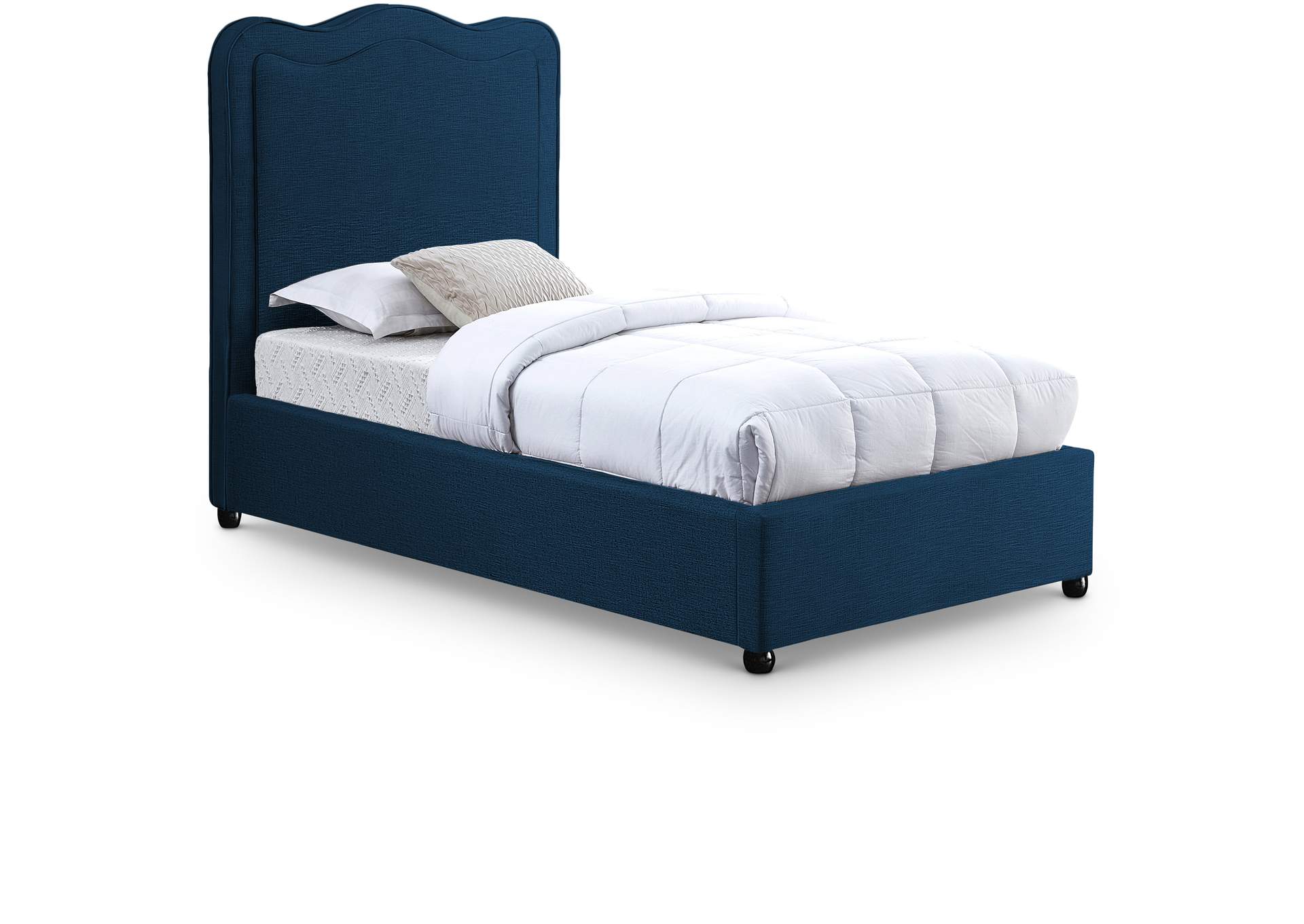 Felix Navy Linen Textured Fabric Twin Bed,Meridian Furniture