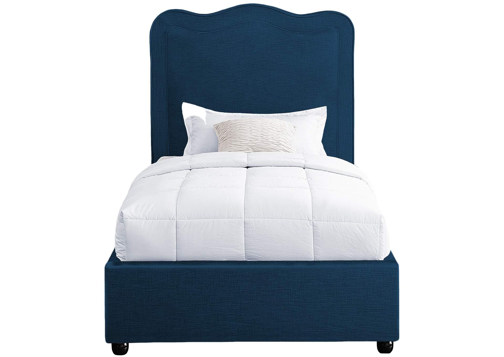 Felix Navy Linen Textured Fabric Twin Bed,Meridian Furniture