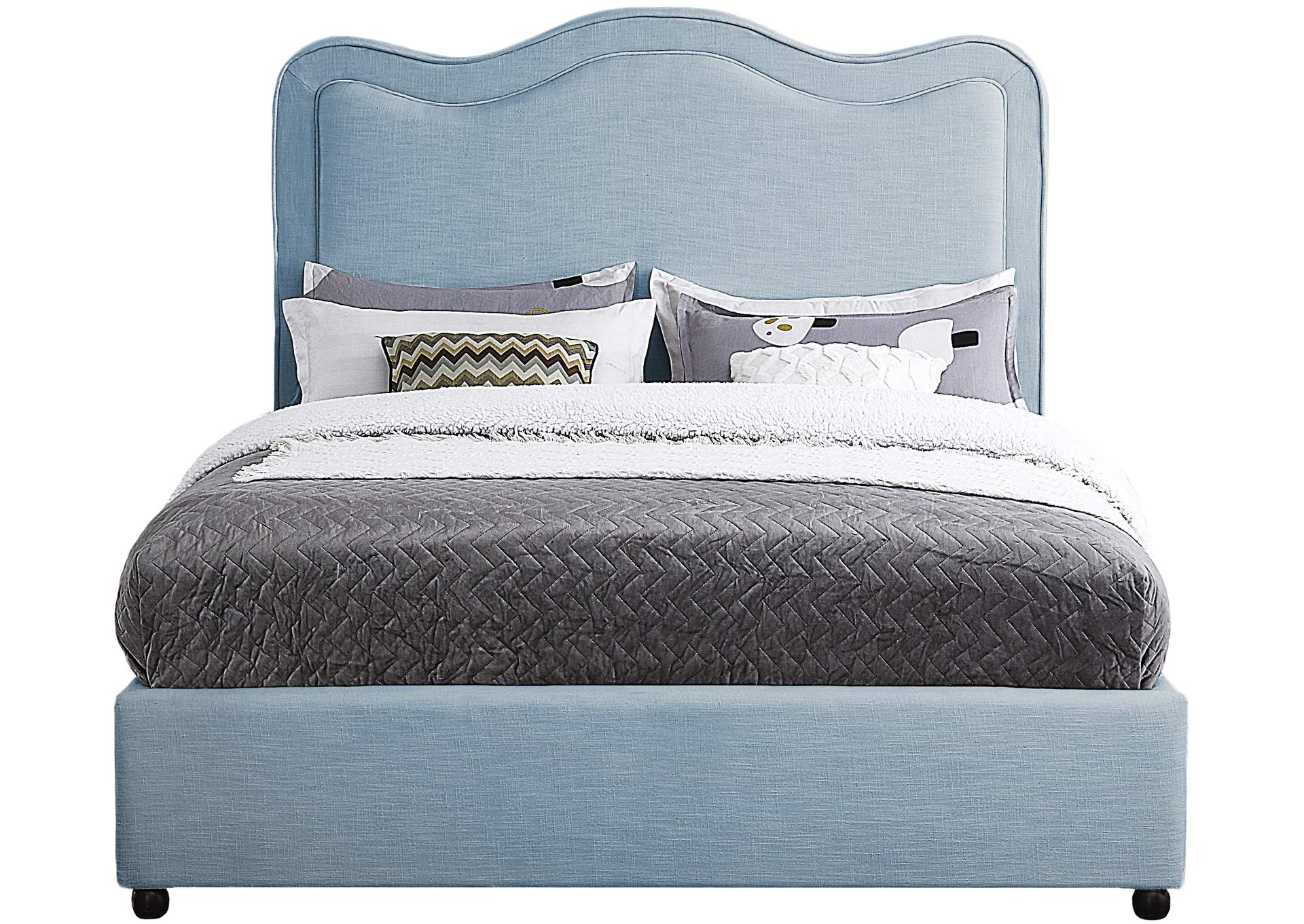 Felix Light Blue Linen Textured Fabric King Bed,Meridian Furniture