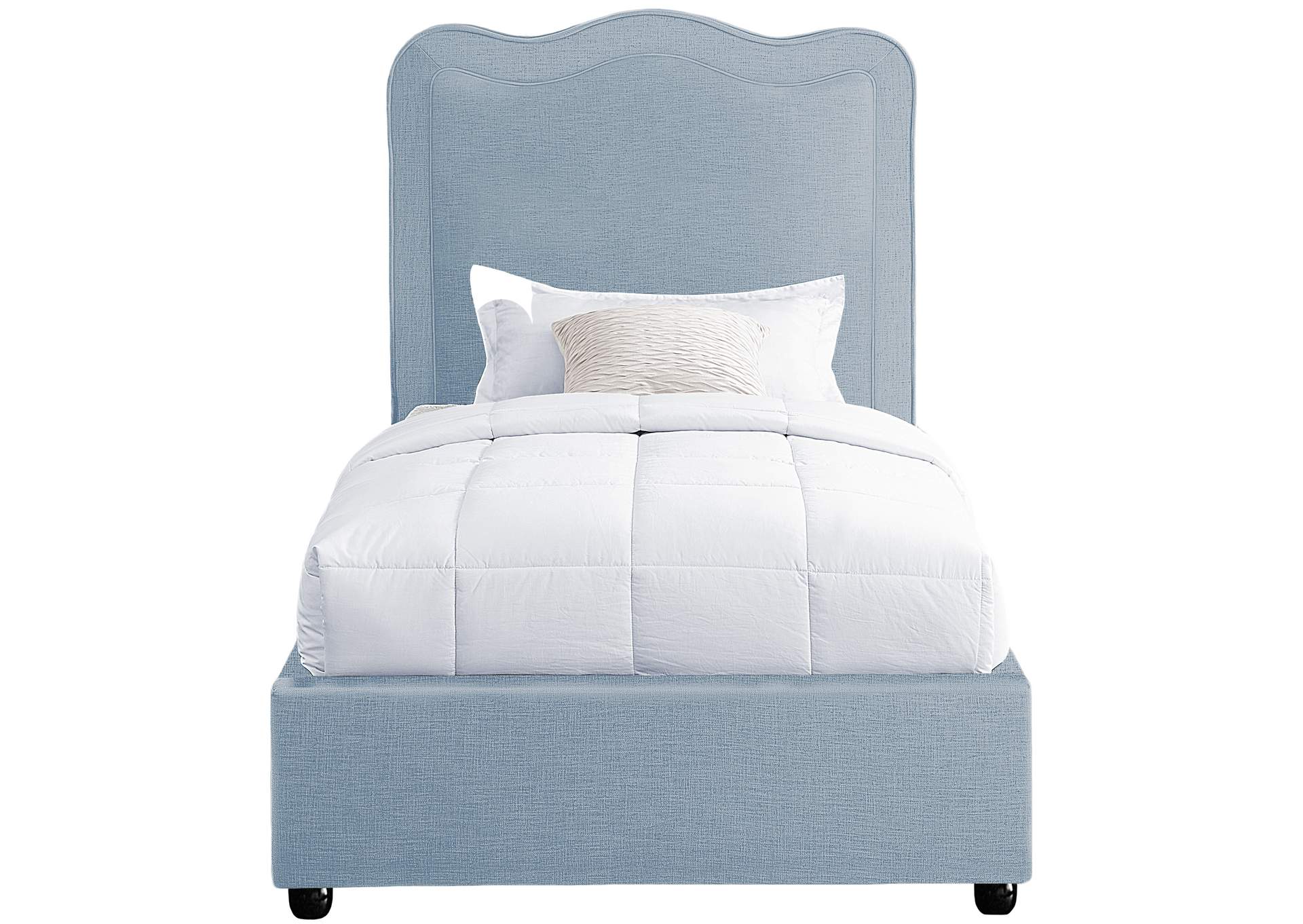 Felix Light Blue Linen Textured Fabric Twin Bed,Meridian Furniture