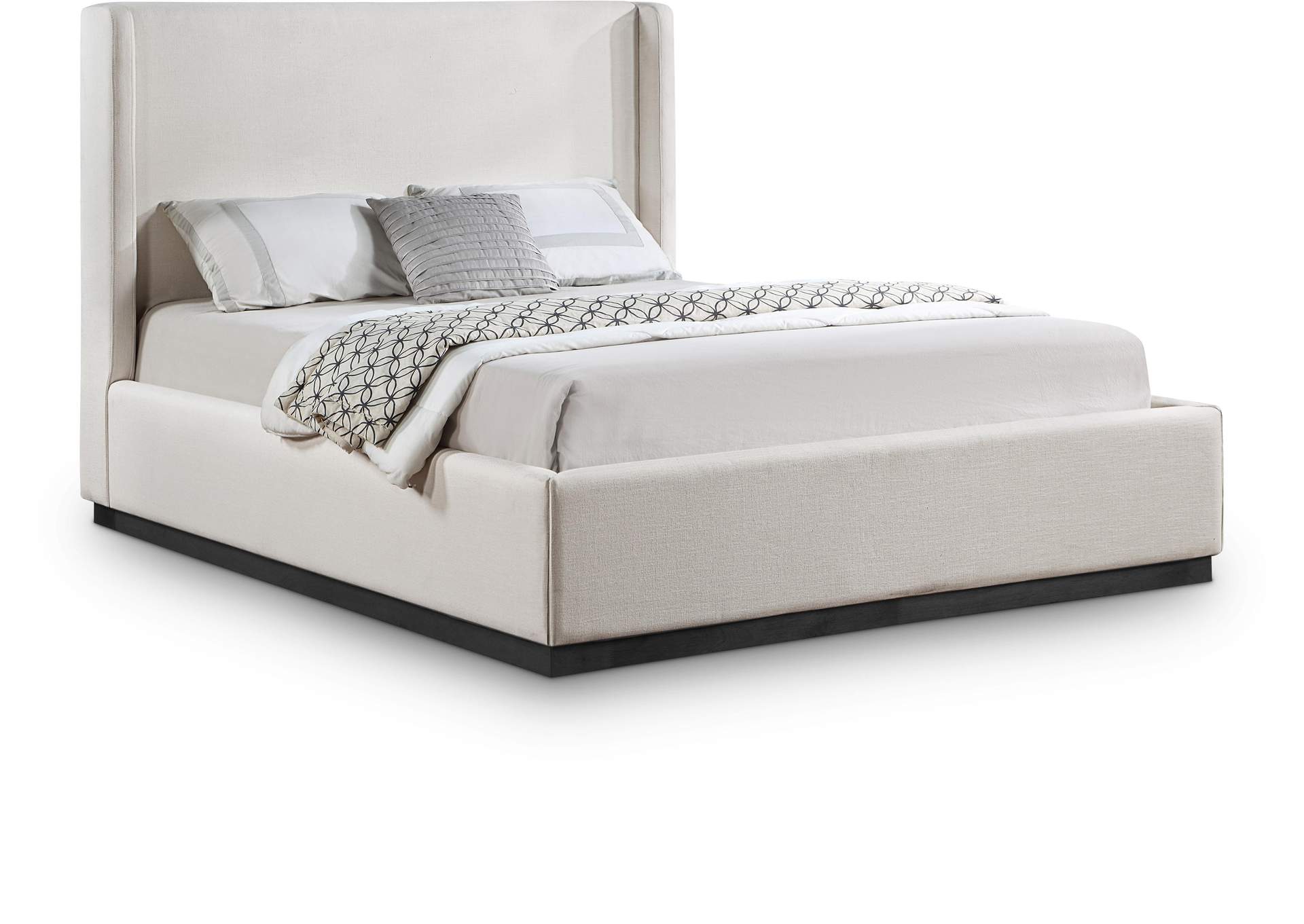 Flynn Beige Linen Textured Fabric Full Bed,Meridian Furniture