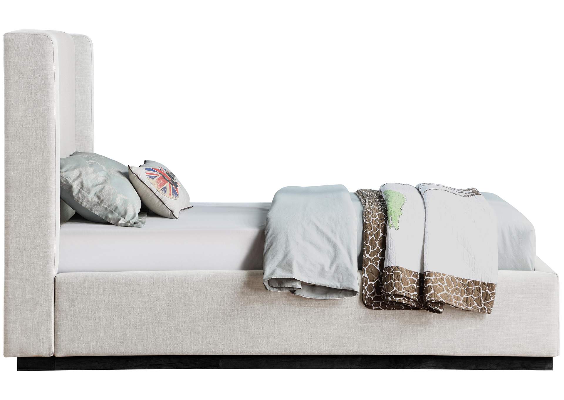 Flynn Beige Linen Textured Fabric Twin Bed,Meridian Furniture