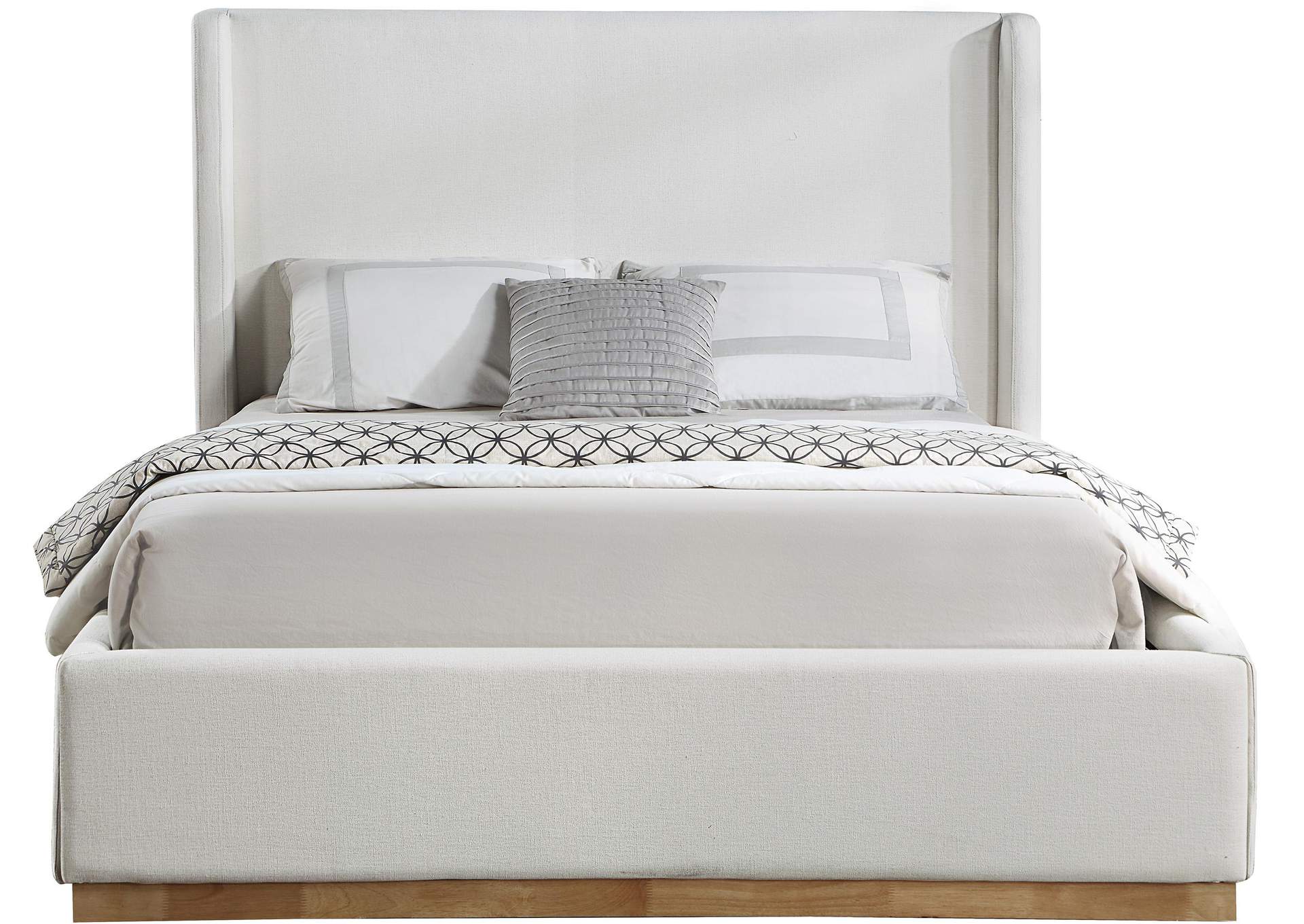 Flynn Cream Linen Textured Fabric Full Bed,Meridian Furniture