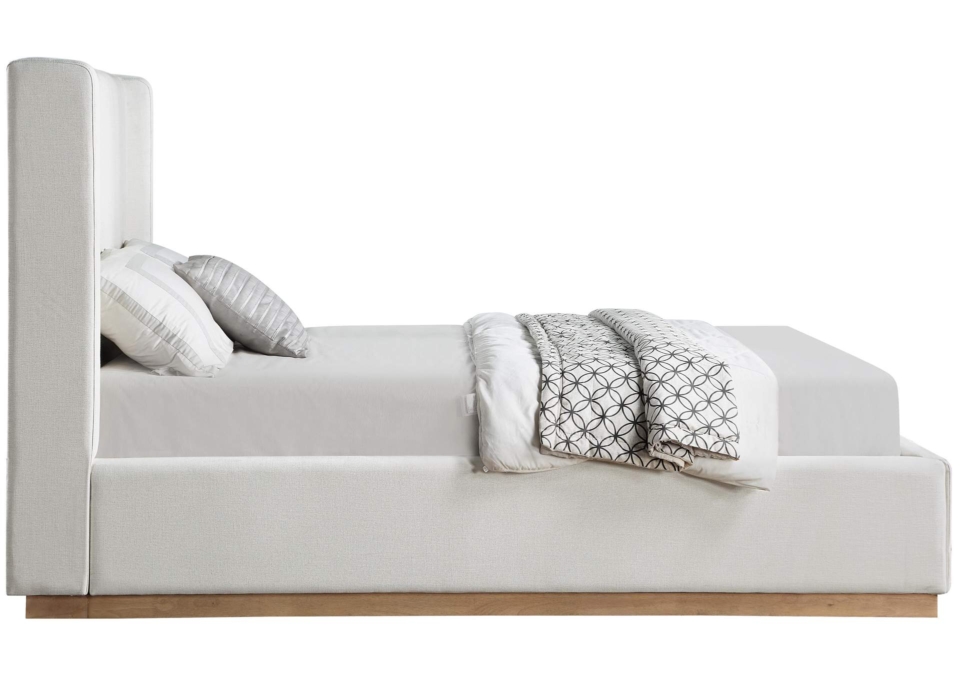 Flynn Cream Linen Textured Fabric Full Bed,Meridian Furniture