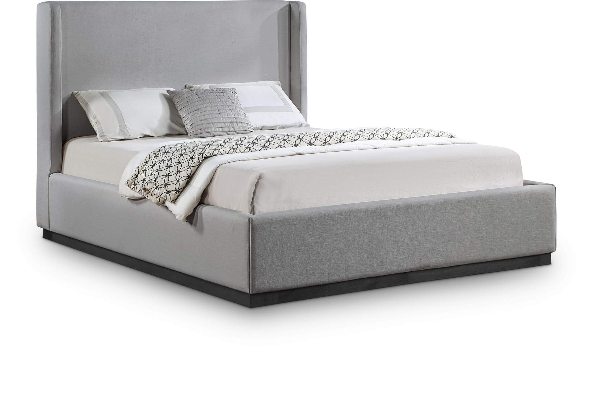 Flynn Grey Linen Textured Fabric Full Bed,Meridian Furniture