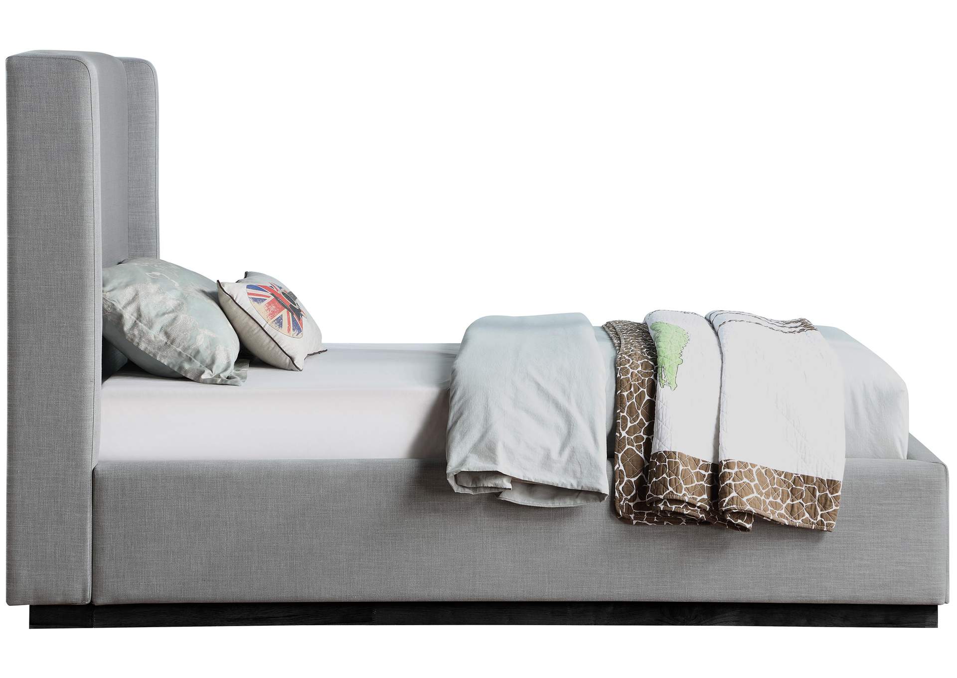 Flynn Grey Linen Textured Fabric Twin Bed,Meridian Furniture