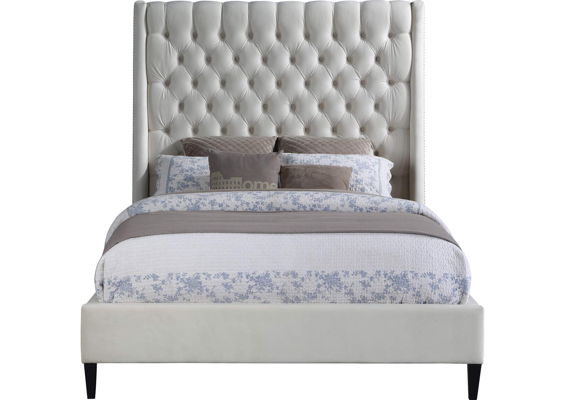 Fritz Cream Velvet King Bed,Meridian Furniture