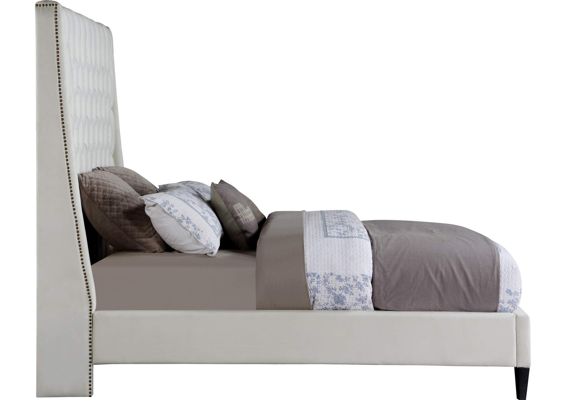 Fritz Cream Velvet King Bed,Meridian Furniture