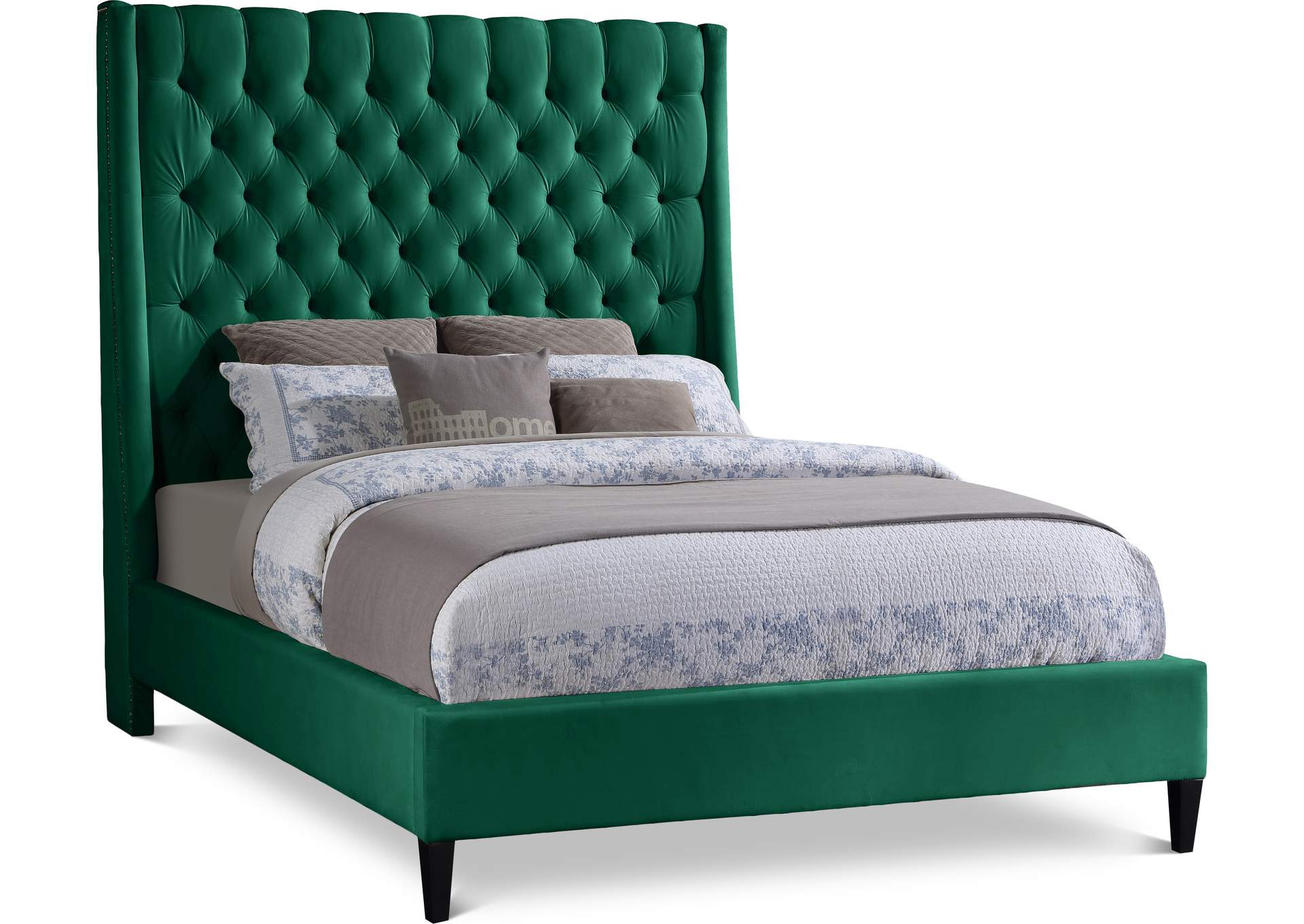 Fritz Green Velvet Full Bed,Meridian Furniture