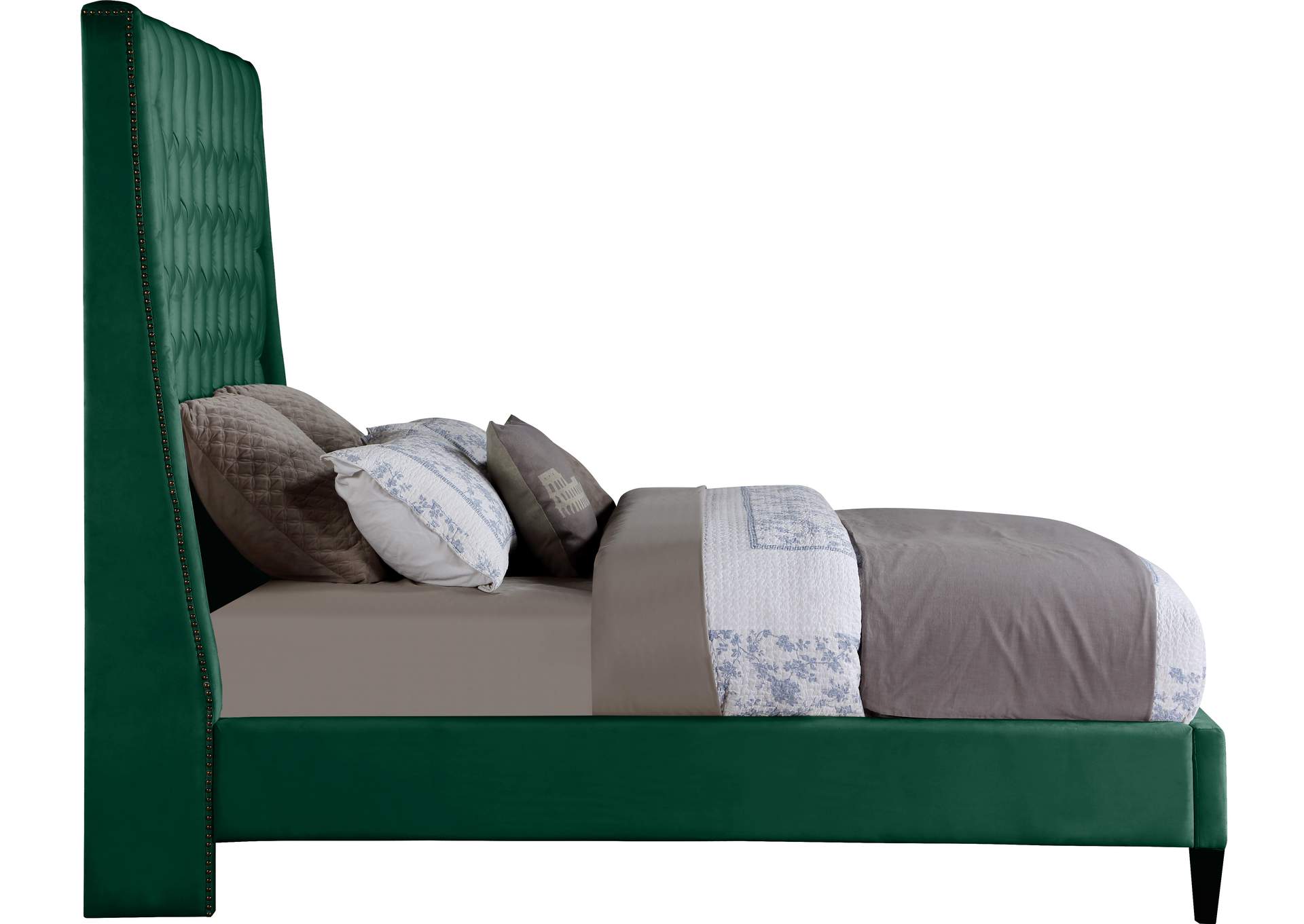 Fritz Green Velvet Full Bed,Meridian Furniture