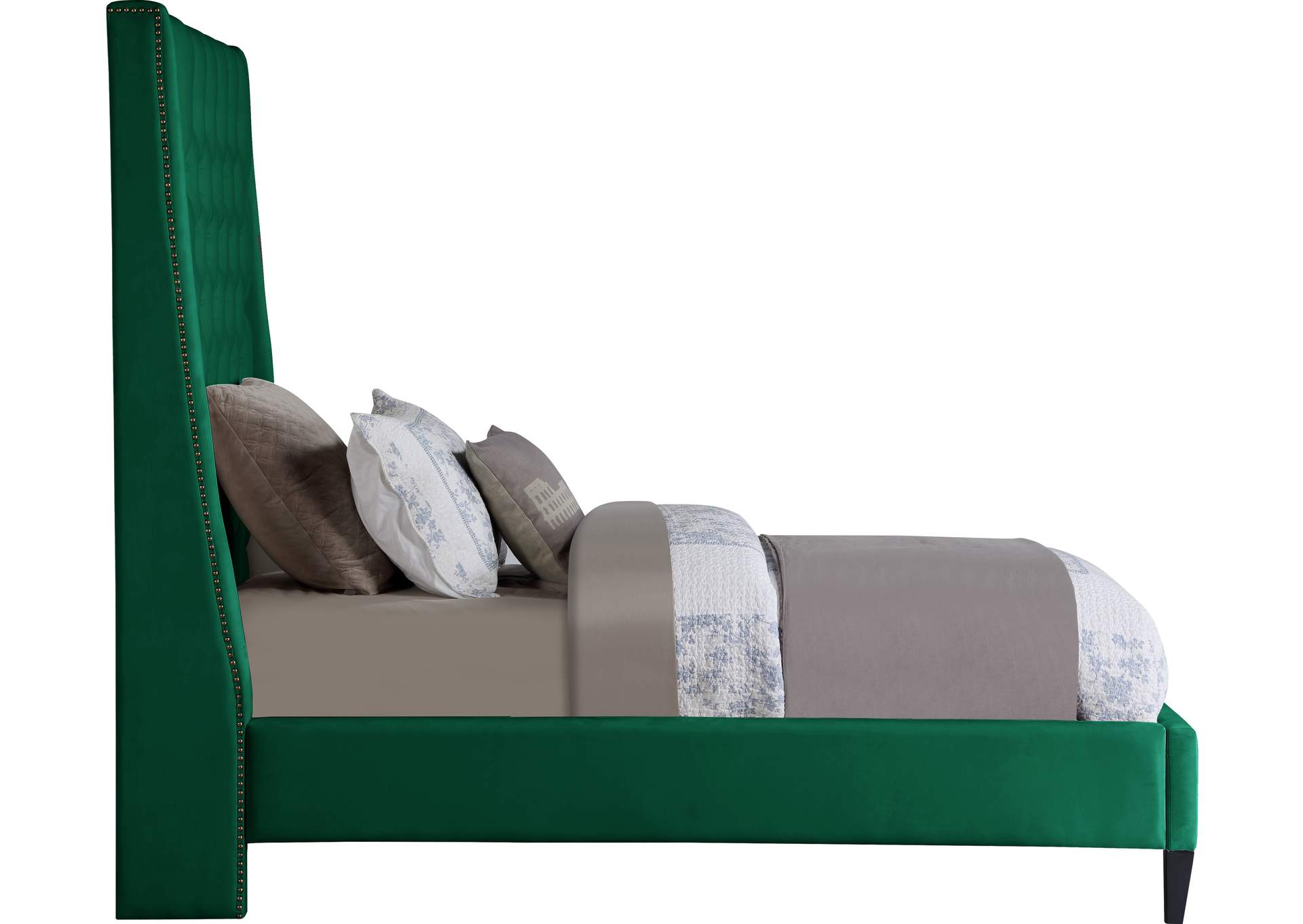 Fritz Green Velvet Twin Bed,Meridian Furniture