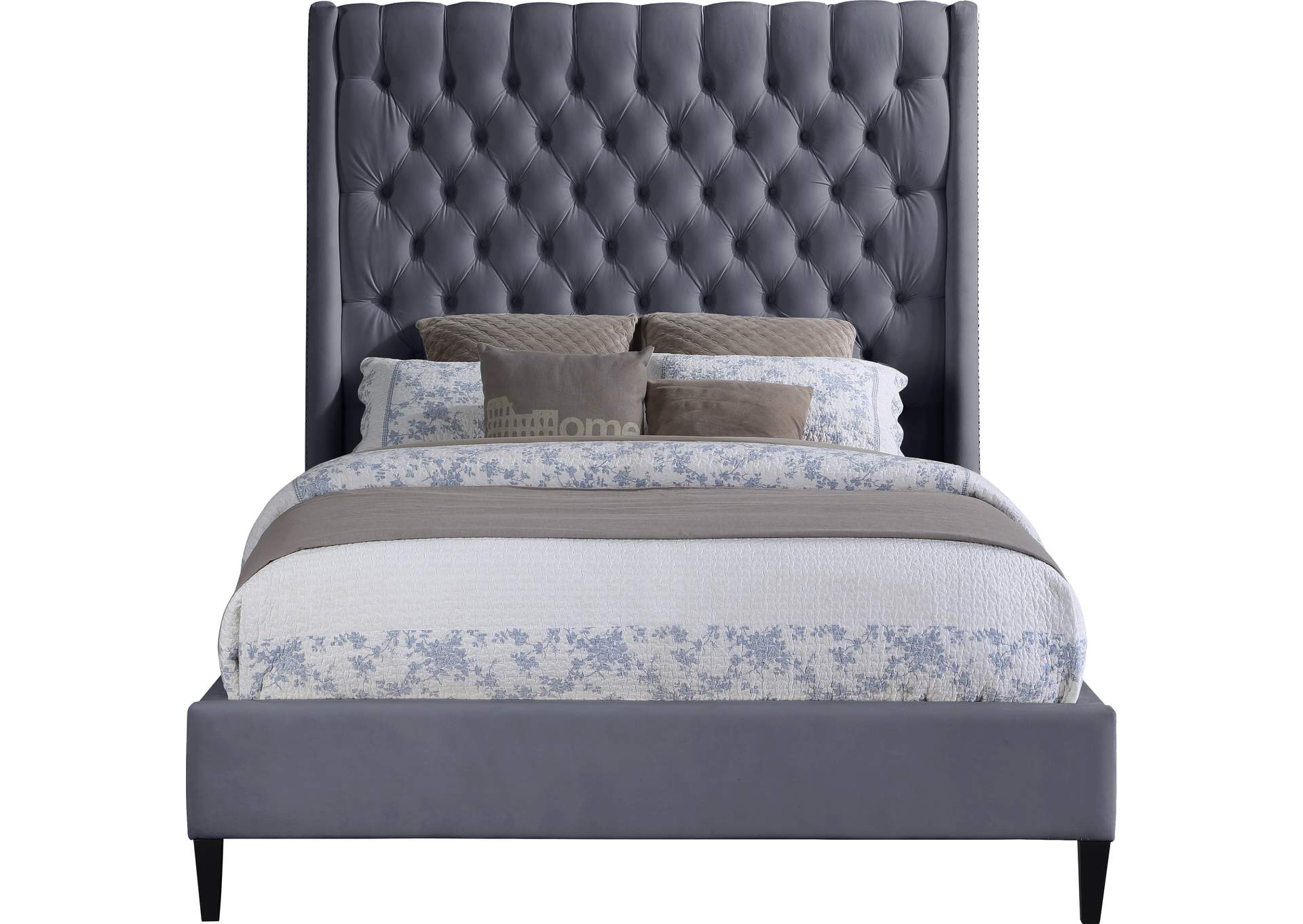 Fritz Grey Velvet Full Bed,Meridian Furniture