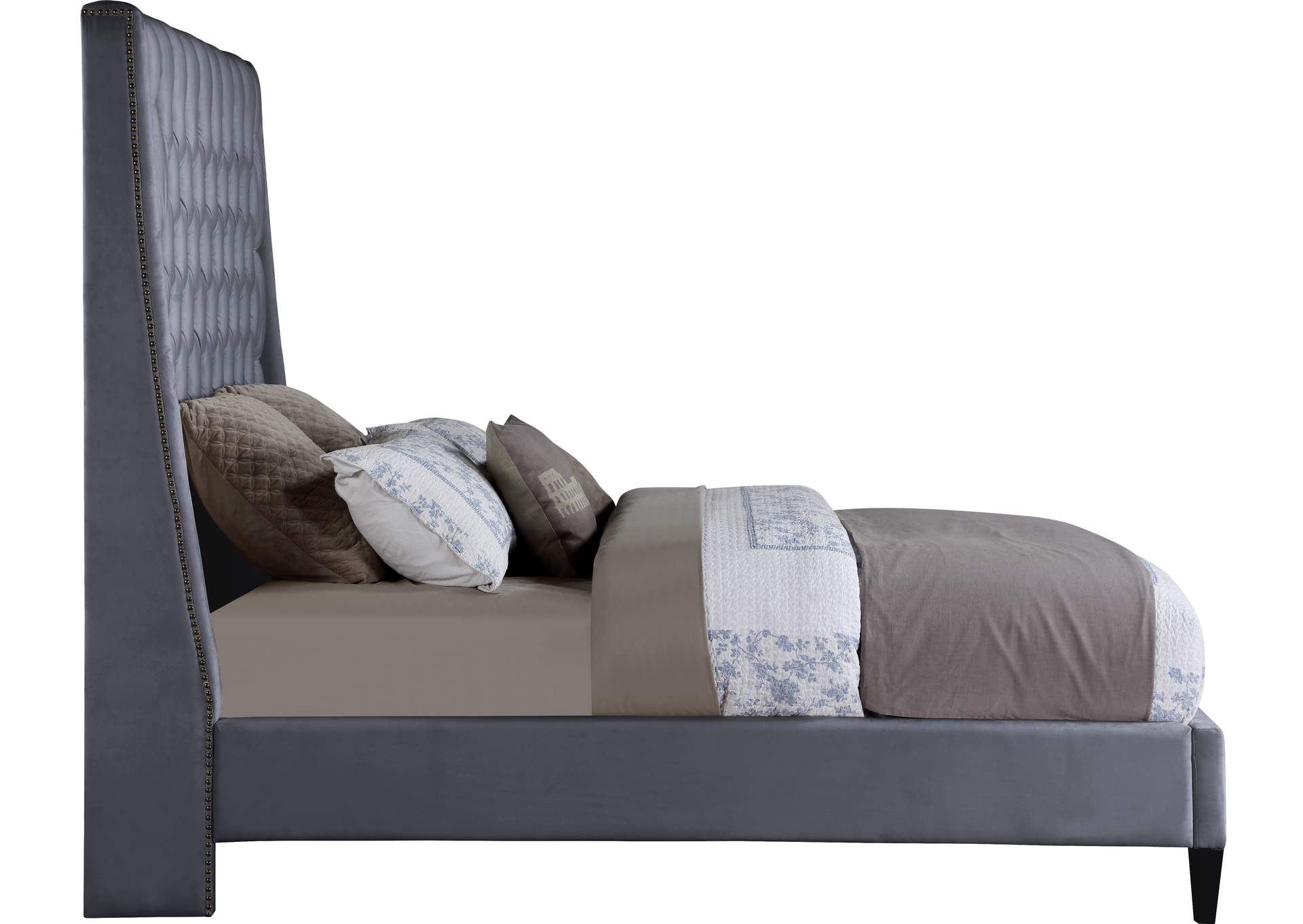 Fritz Grey Velvet King Bed,Meridian Furniture