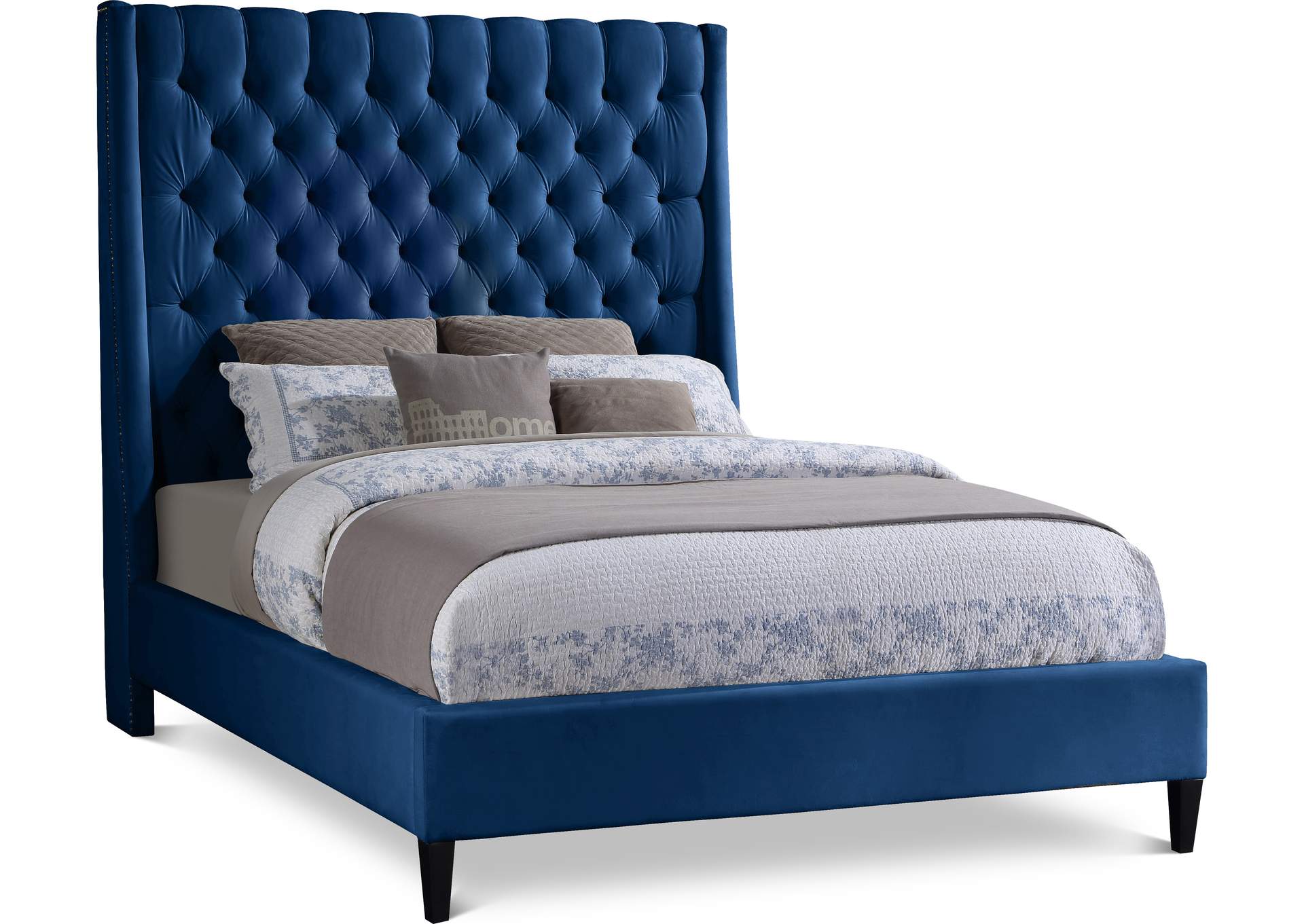 Fritz Navy Velvet King Bed,Meridian Furniture