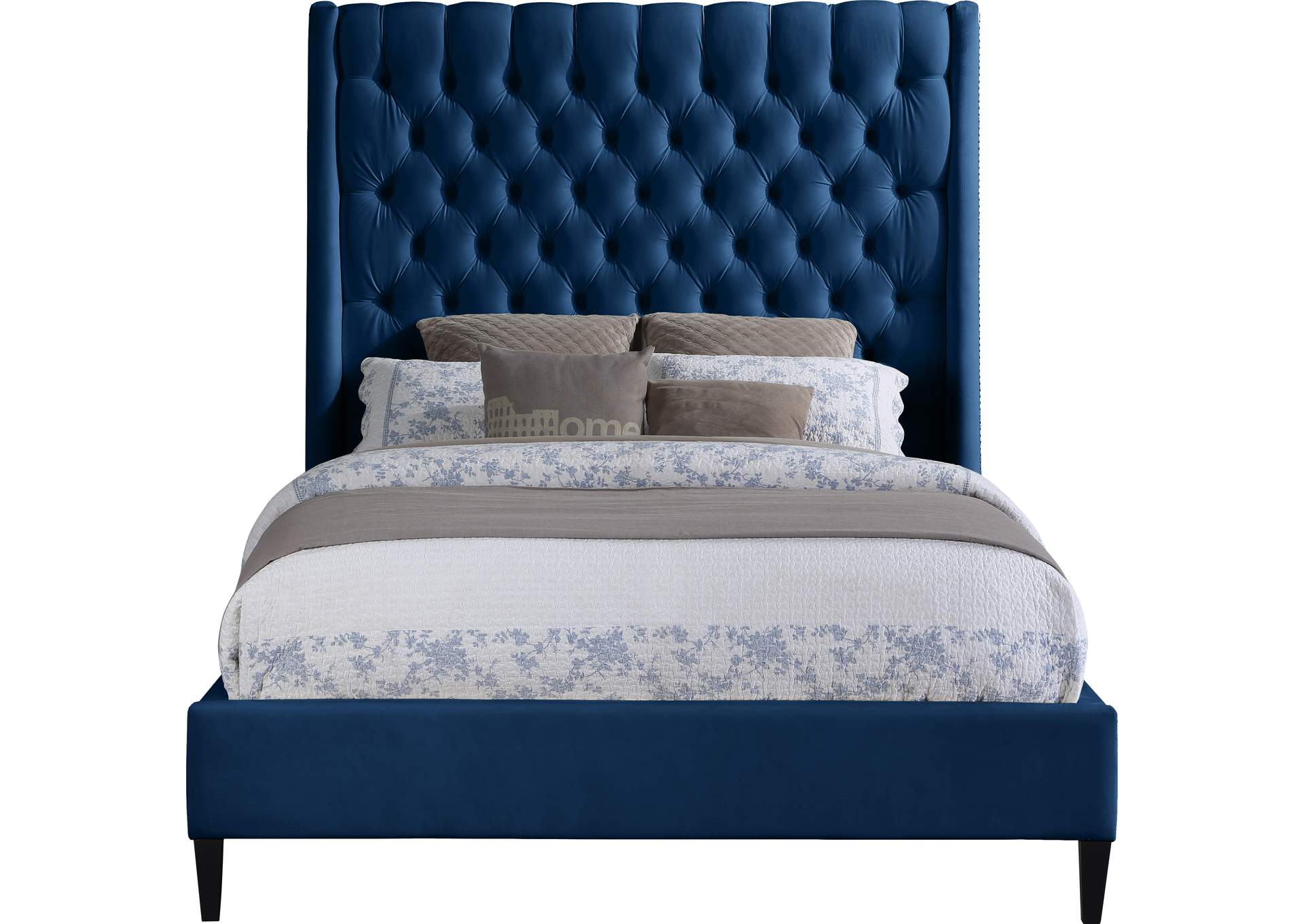 Fritz Navy Velvet King Bed,Meridian Furniture