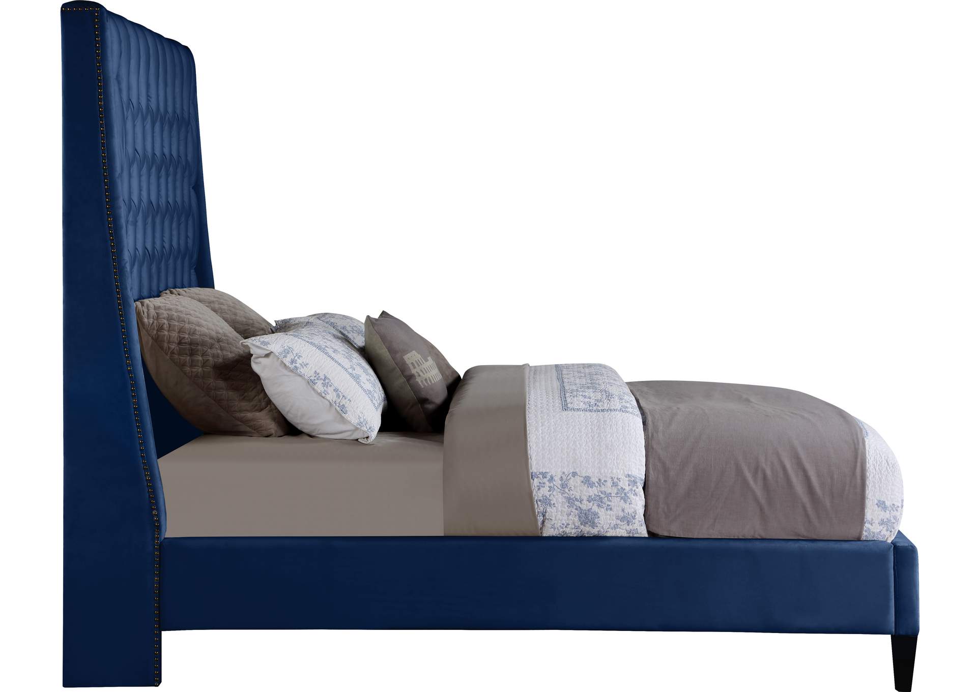 Fritz Navy Velvet King Bed,Meridian Furniture