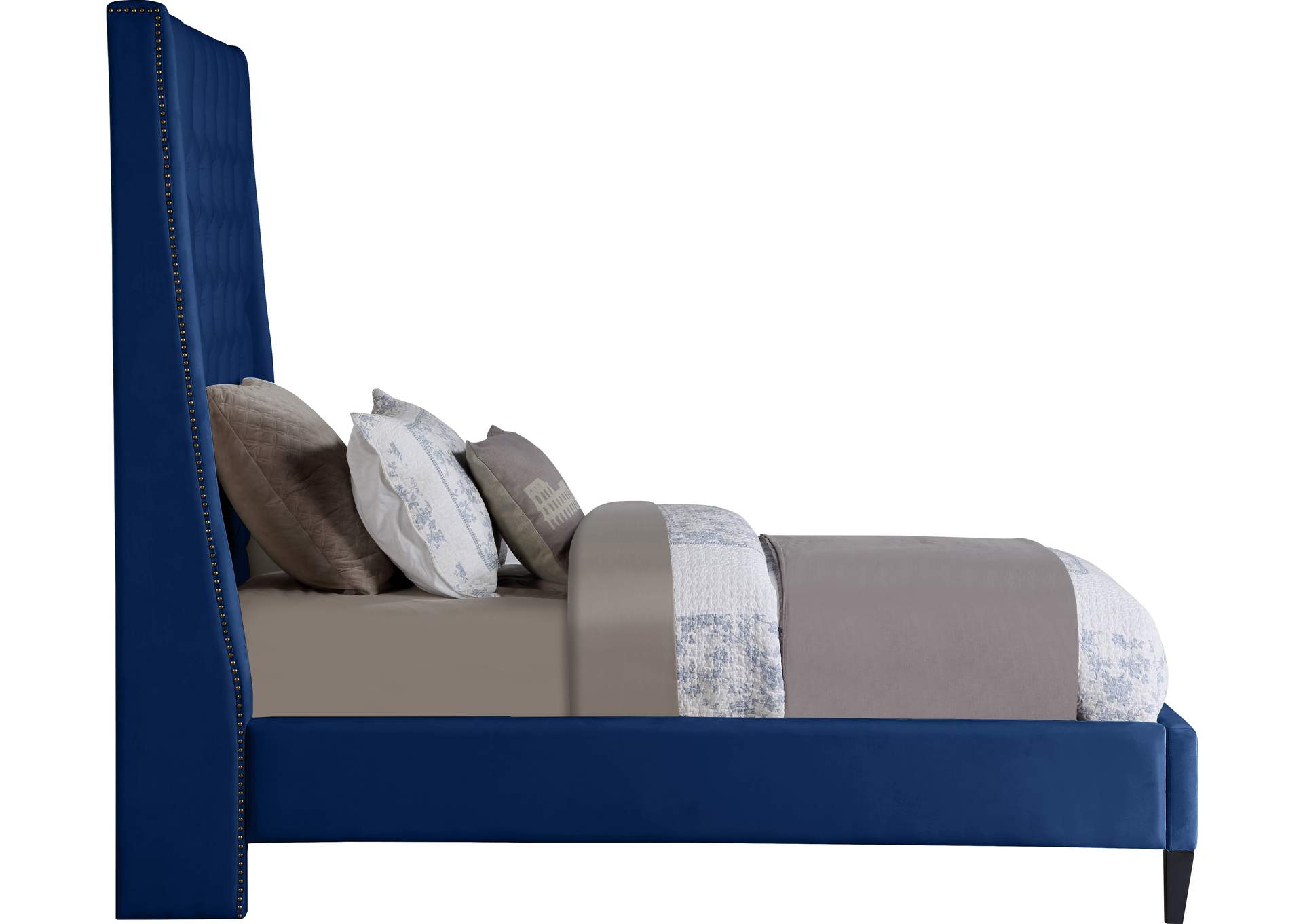 Fritz Navy Velvet Twin Bed,Meridian Furniture