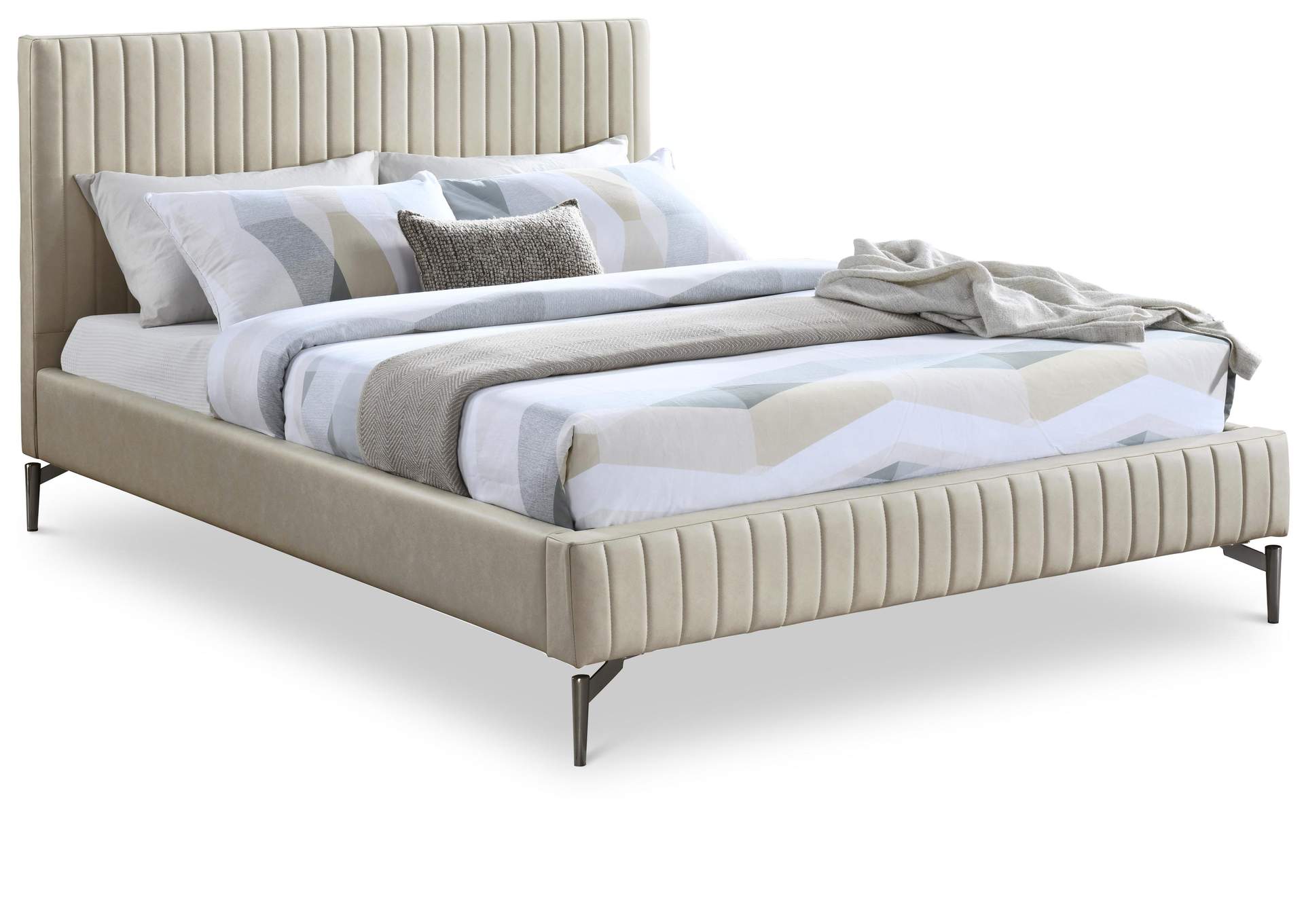 Gallo Beige Faux Leather Full Bed,Meridian Furniture