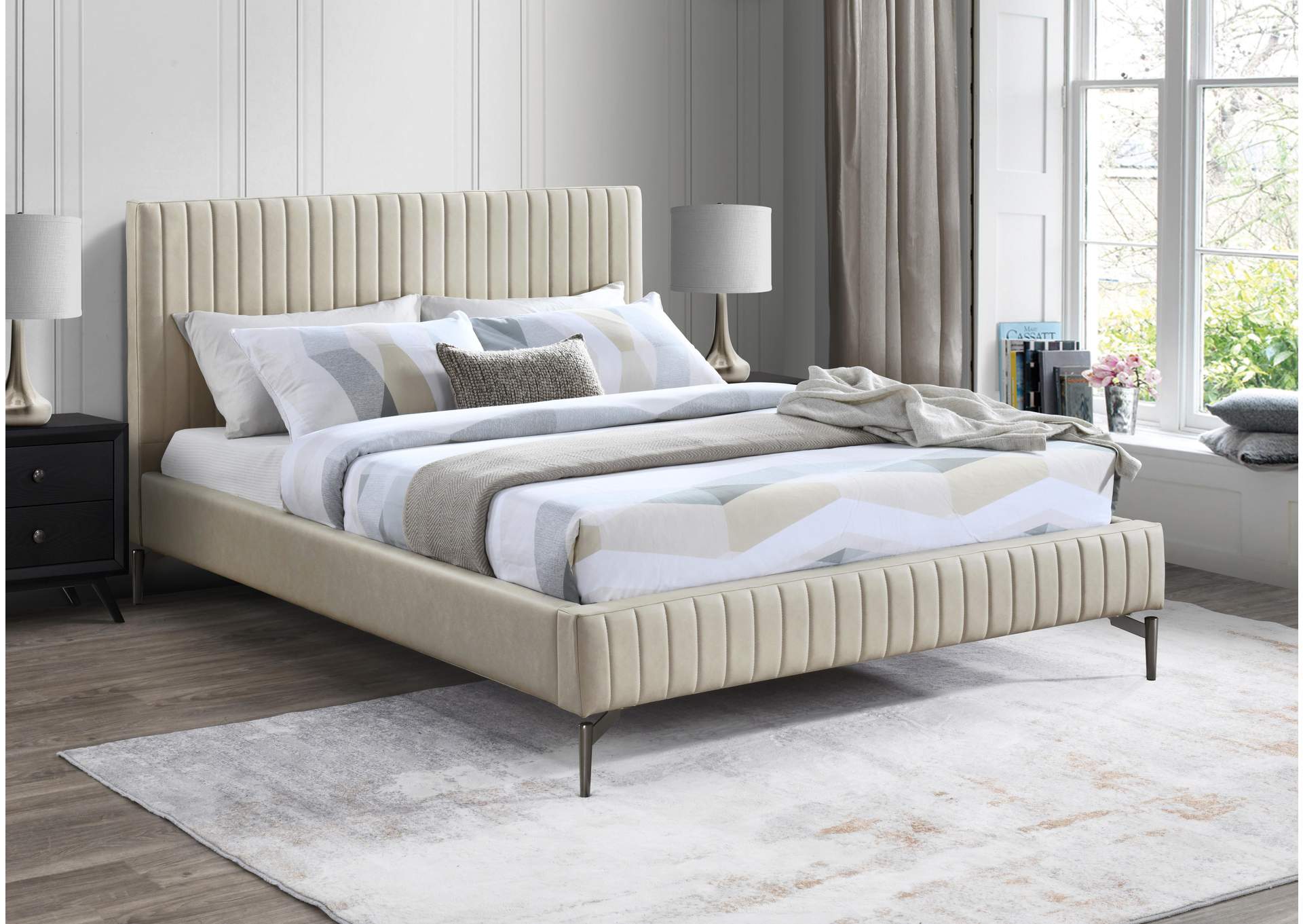 Gallo Beige Faux Leather Full Bed,Meridian Furniture
