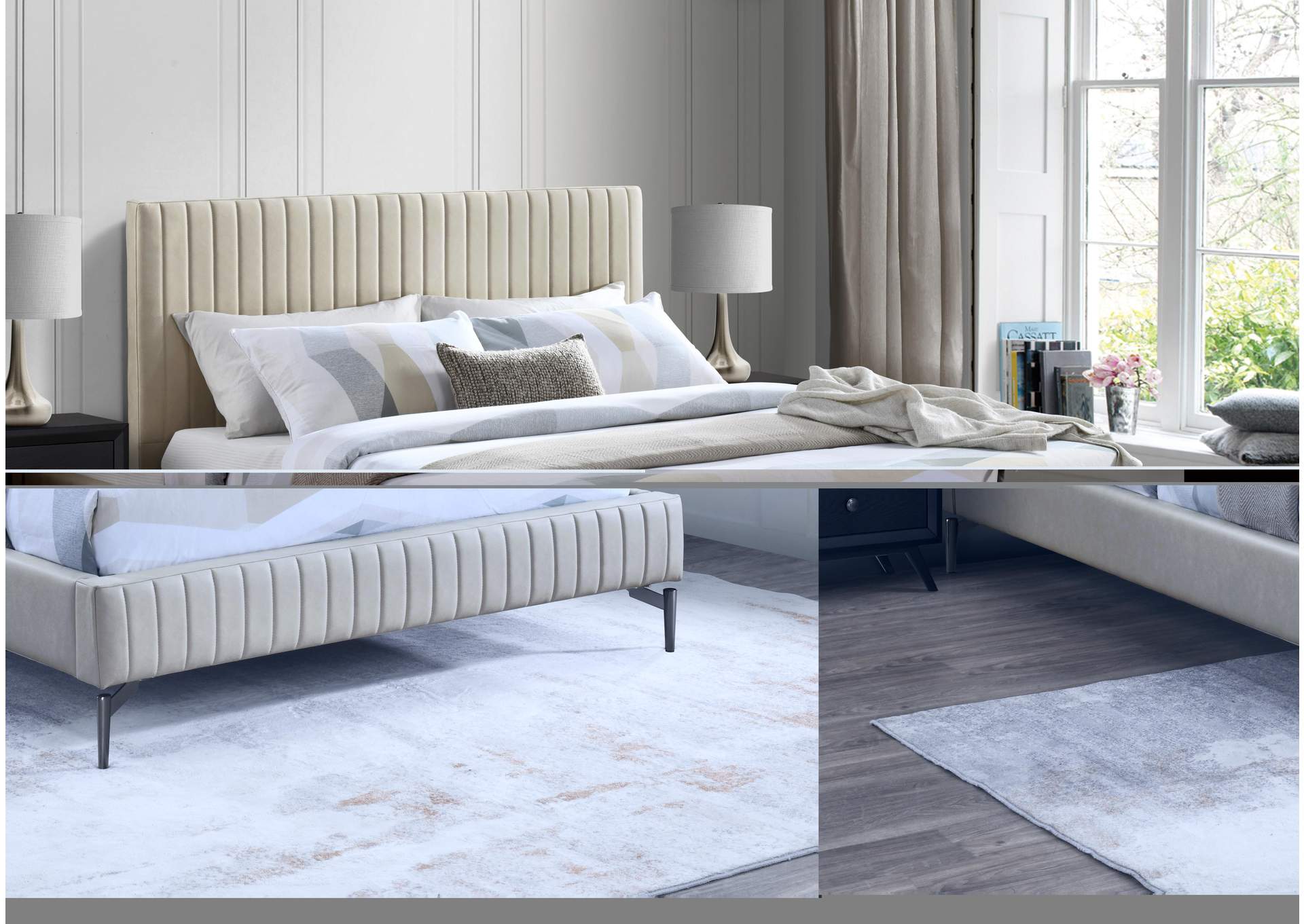 Gallo Beige Faux Leather Queen Bed,Meridian Furniture