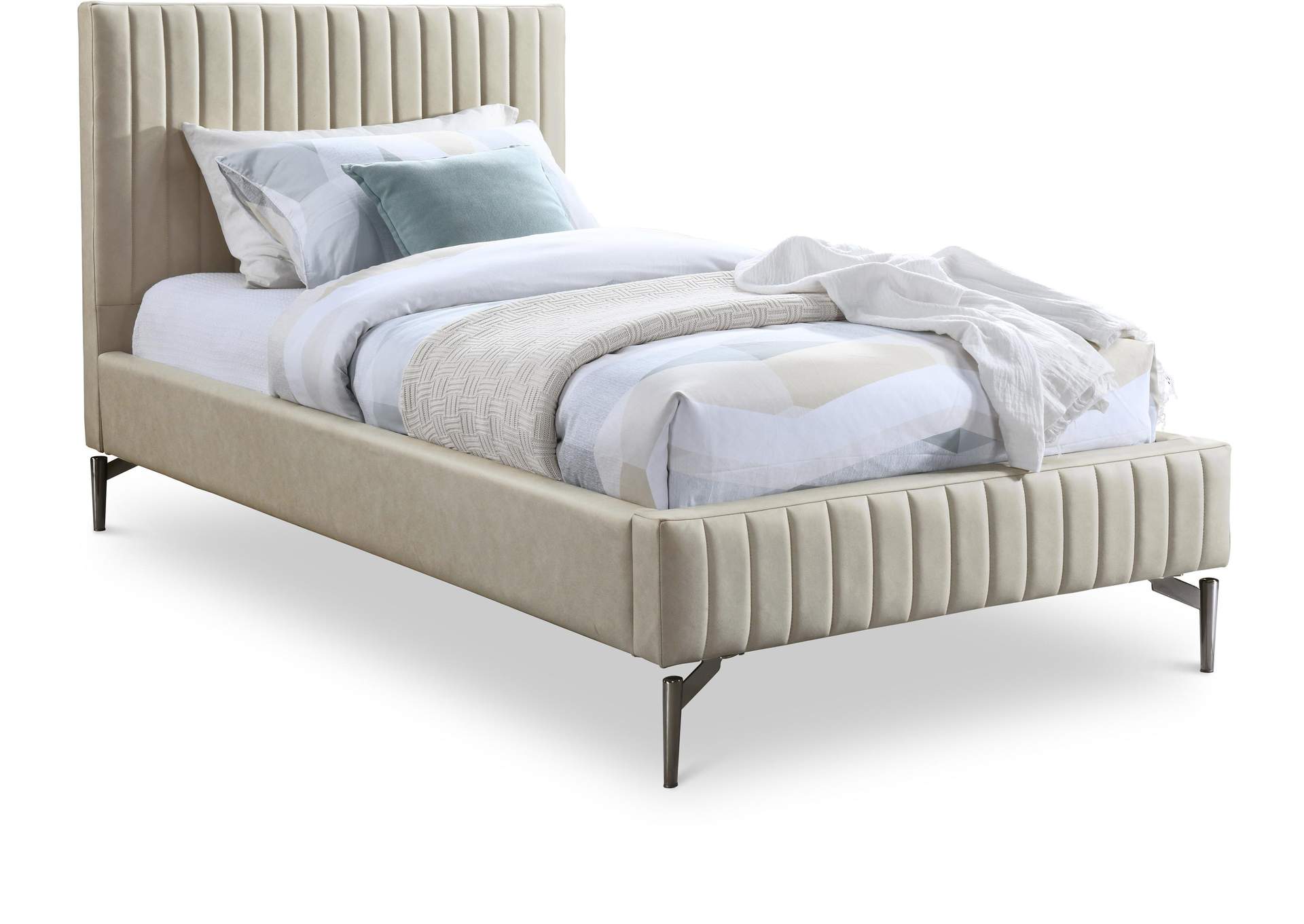 Gallo Beige Faux Leather Twin Bed,Meridian Furniture