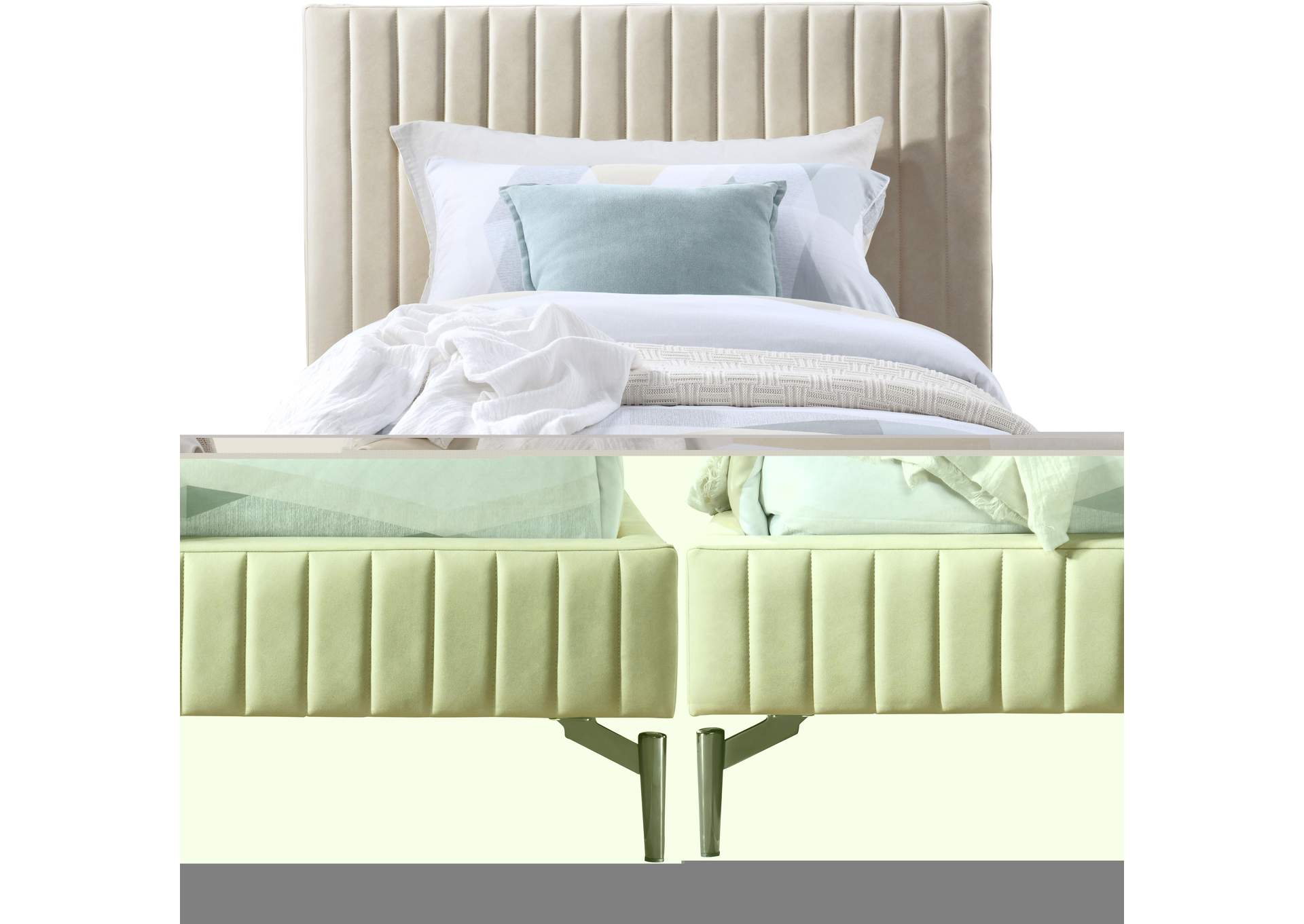 Gallo Beige Faux Leather Twin Bed,Meridian Furniture