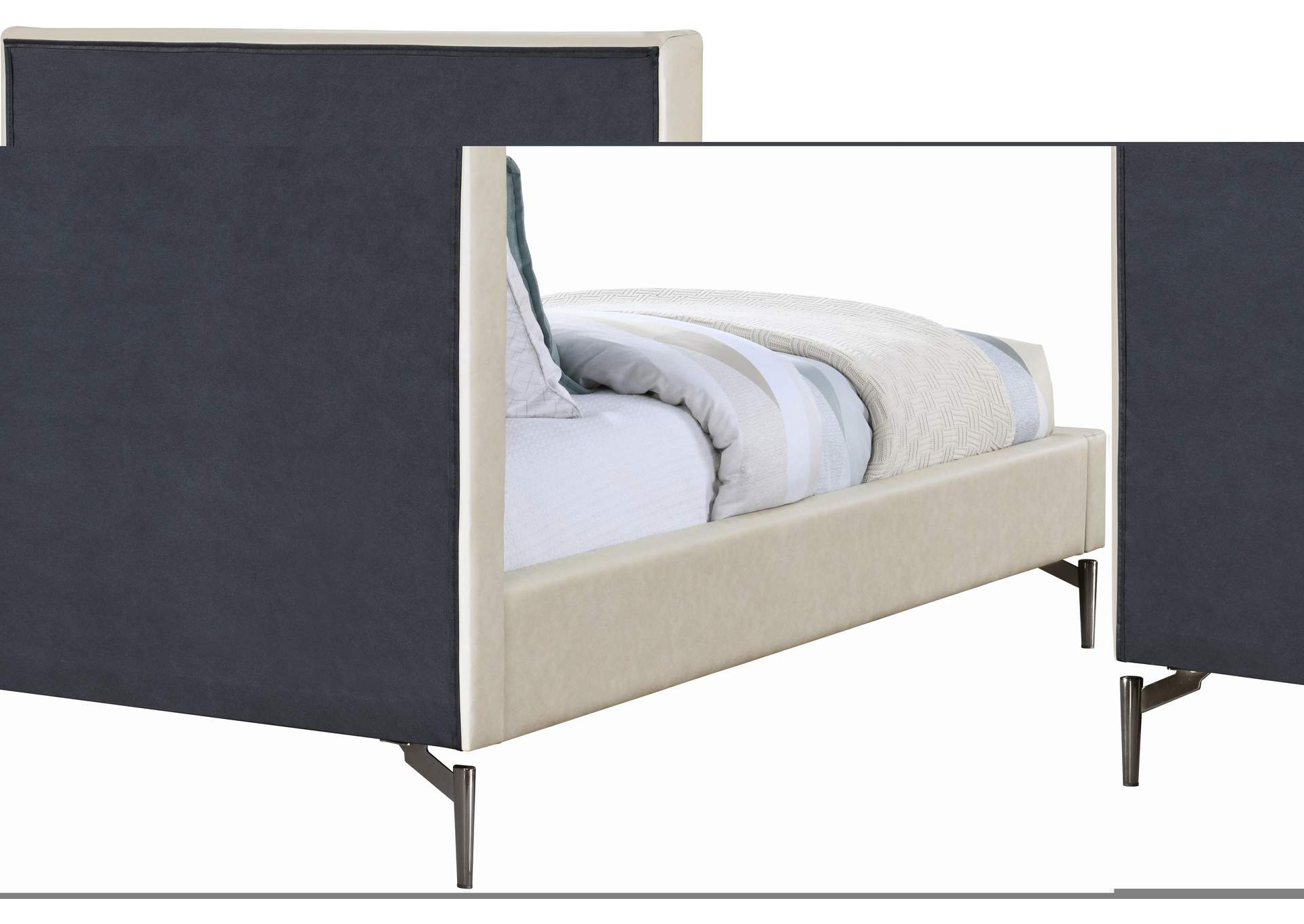Gallo Beige Faux Leather Twin Bed,Meridian Furniture