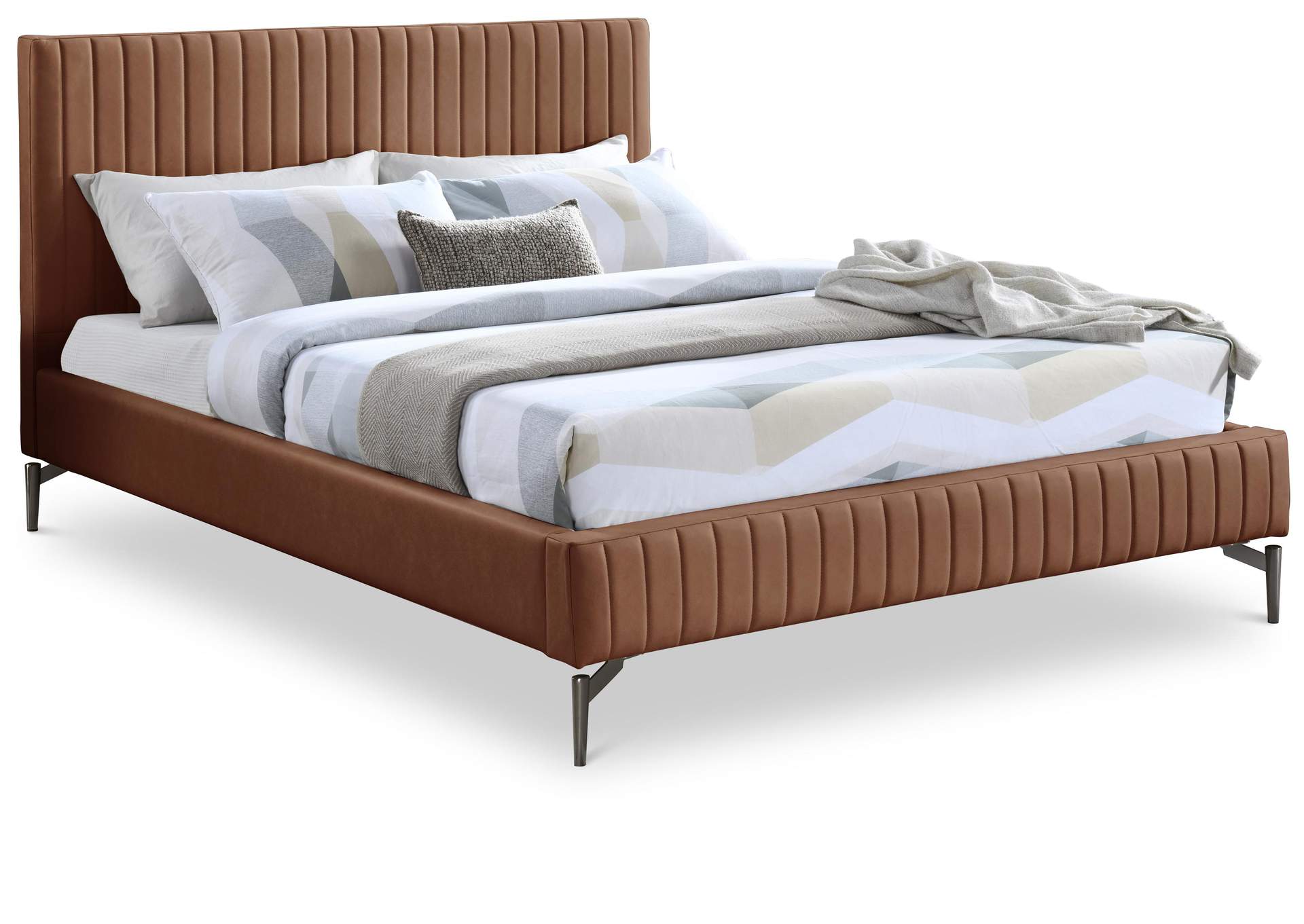 Gallo Cognac Faux Leather Full Bed,Meridian Furniture
