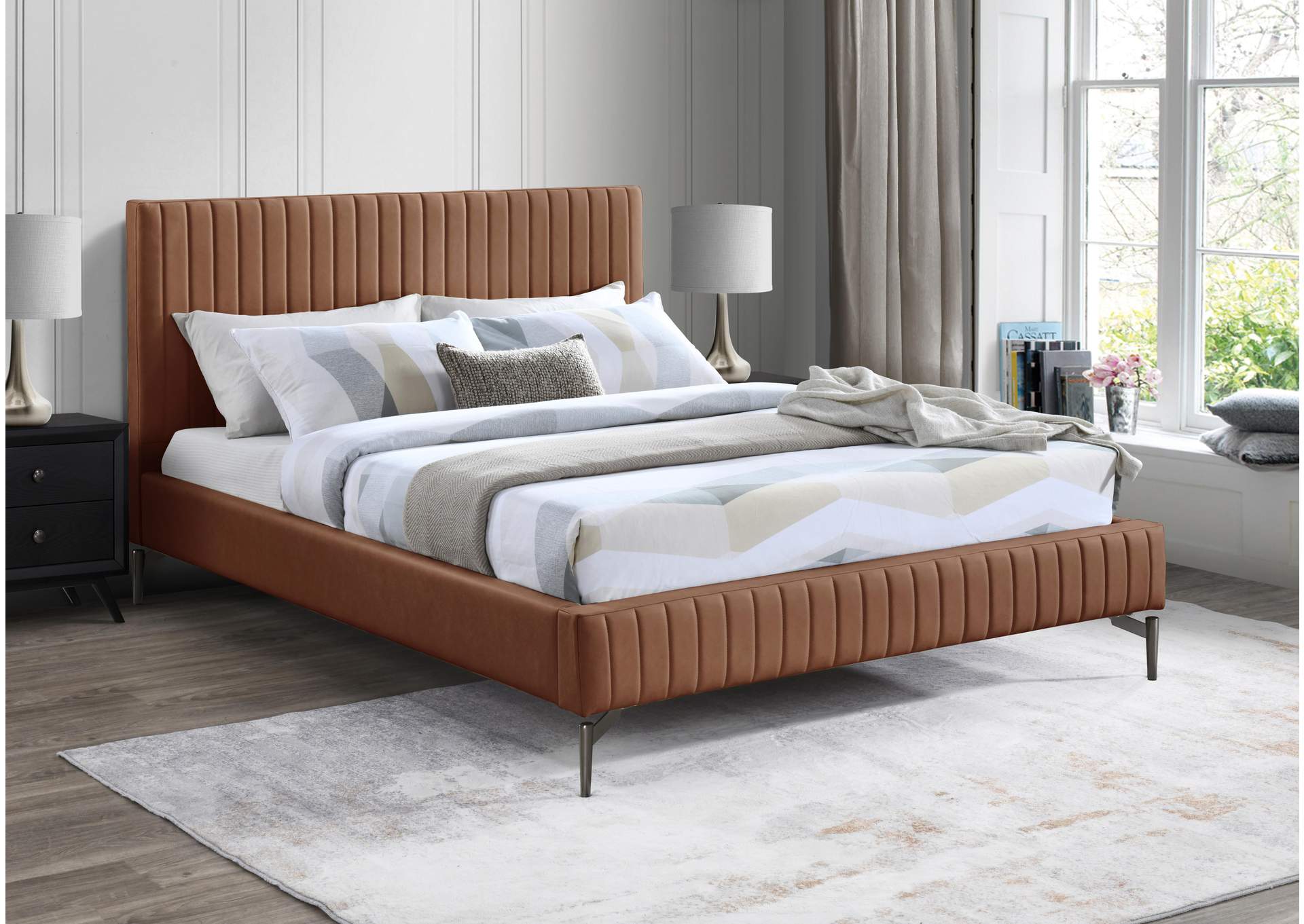 Gallo Cognac Faux Leather Full Bed,Meridian Furniture