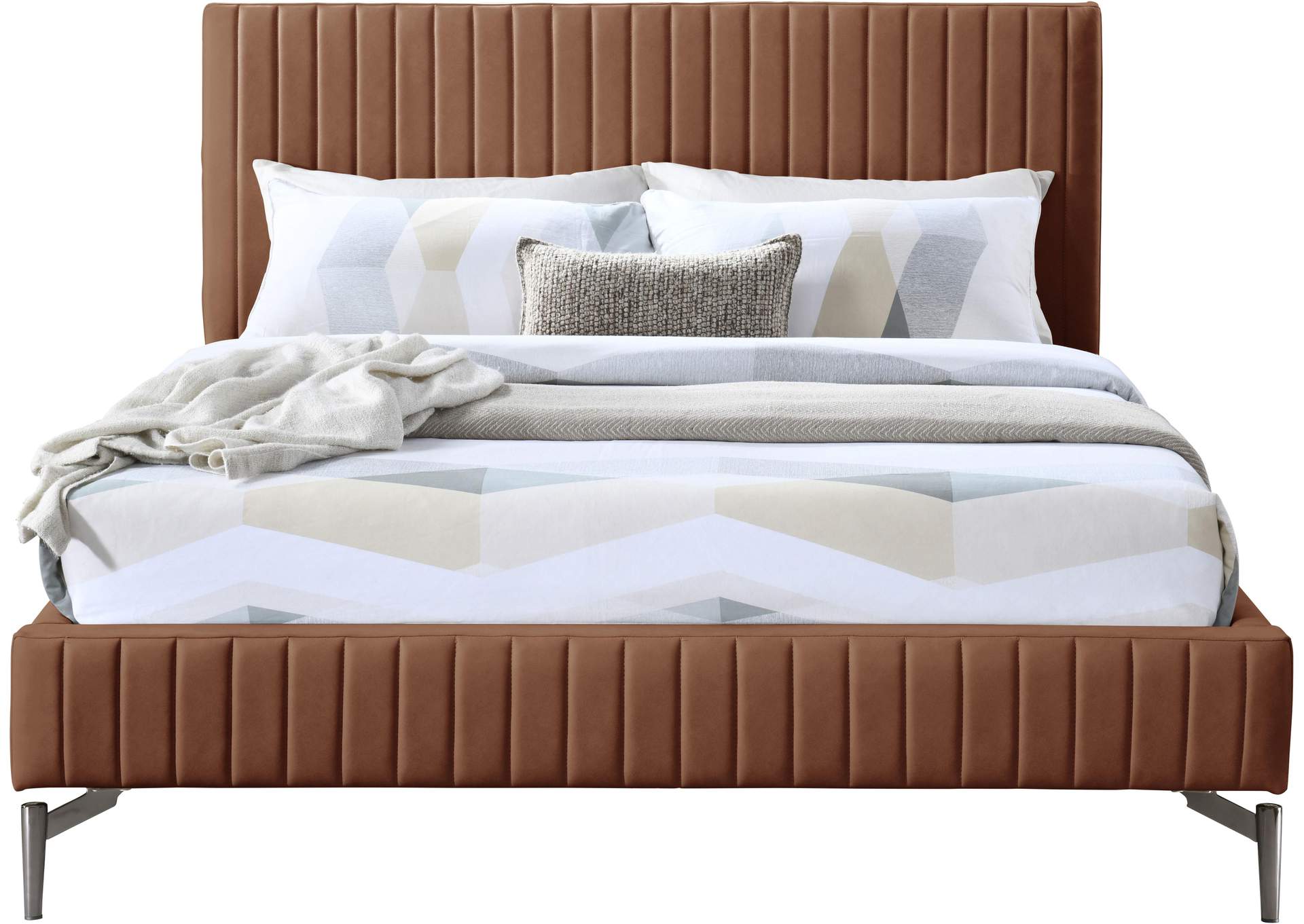 Gallo Cognac Faux Leather Full Bed,Meridian Furniture