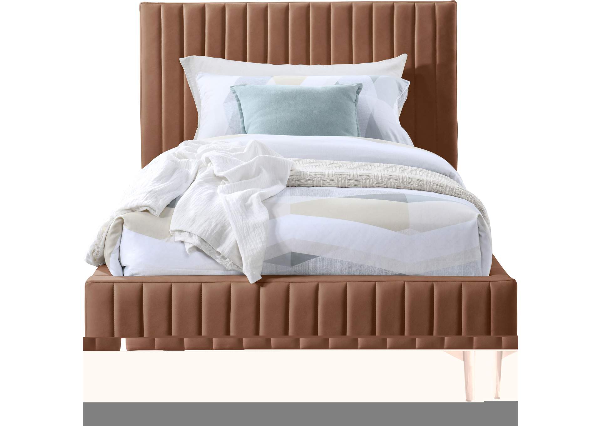 Gallo Cognac Faux Leather Twin Bed,Meridian Furniture