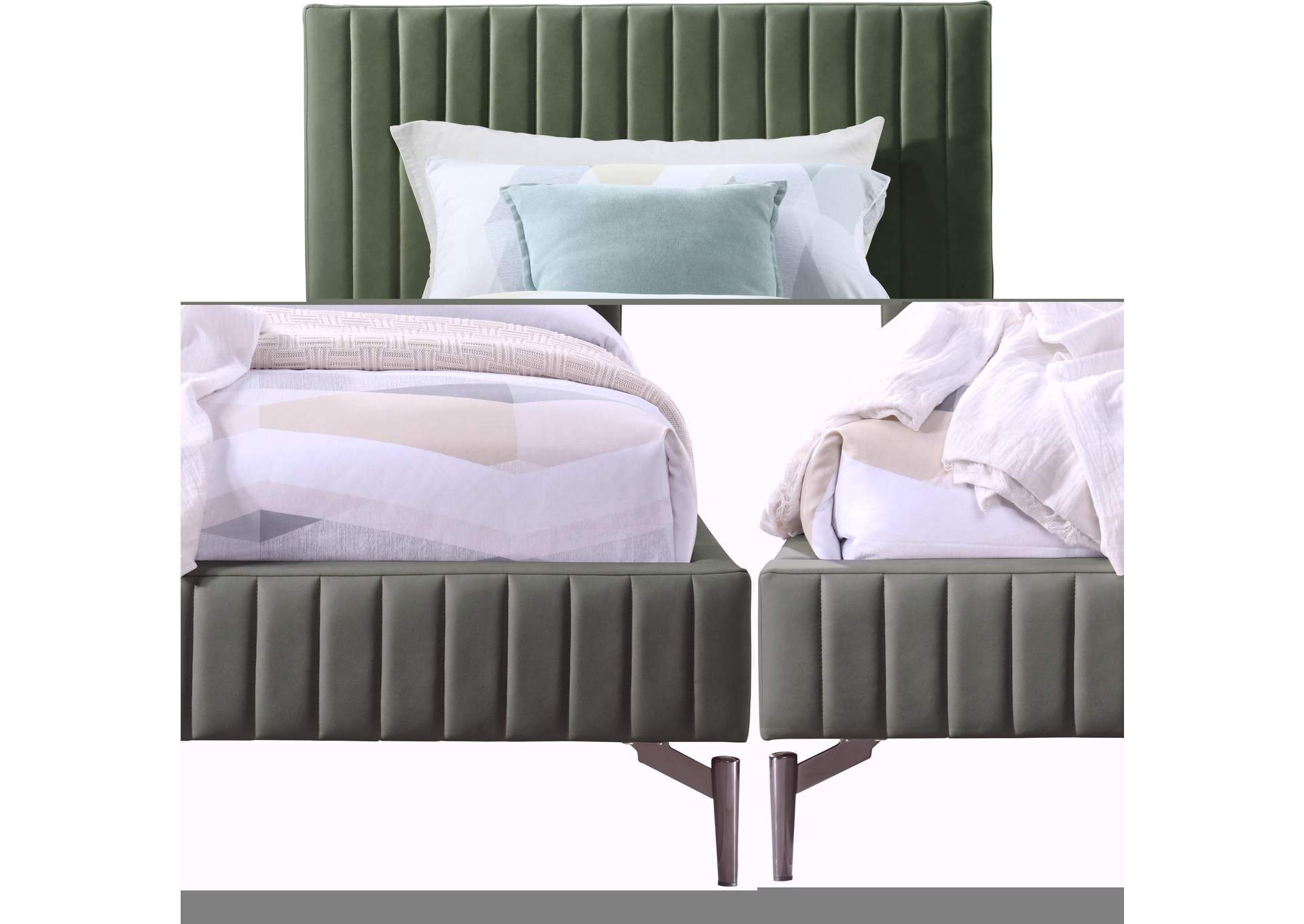 Gallo Green Faux Leather Twin Bed,Meridian Furniture