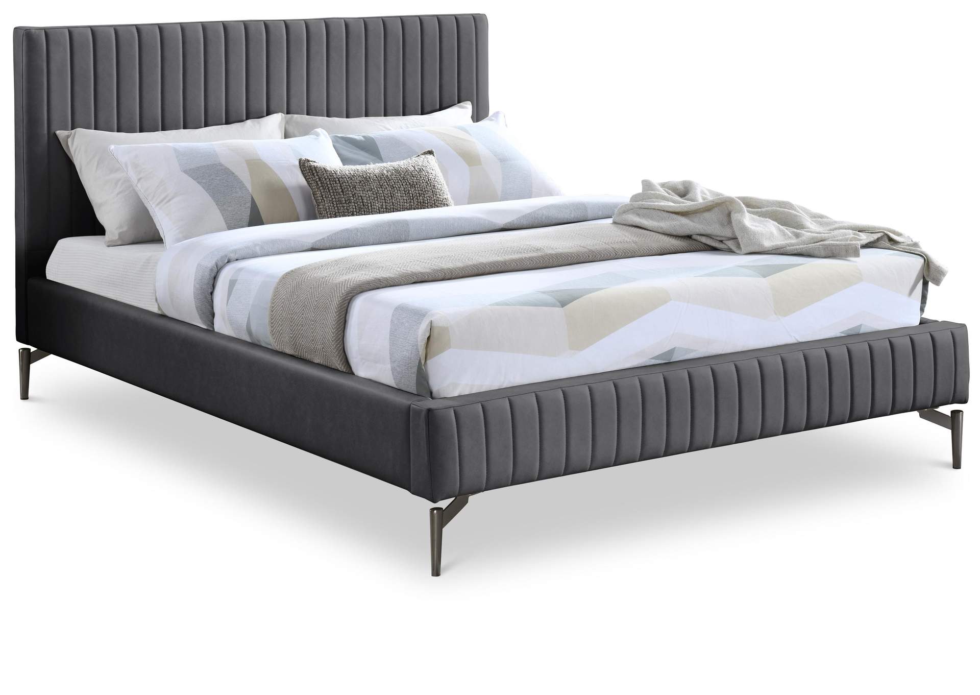 Gallo Dark Grey Faux Leather King Bed,Meridian Furniture