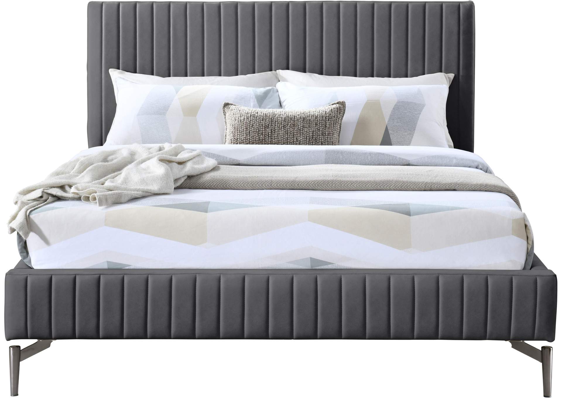 Gallo Dark Grey Faux Leather King Bed,Meridian Furniture