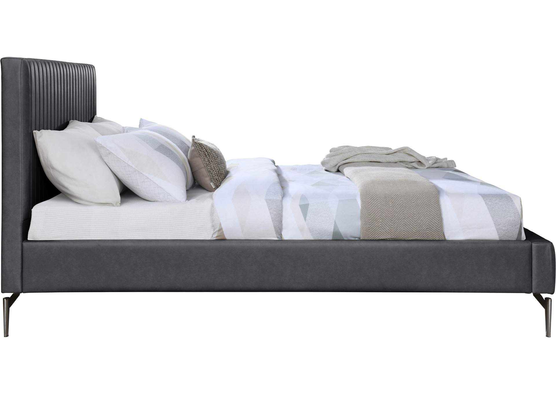 Gallo Dark Grey Faux Leather King Bed,Meridian Furniture