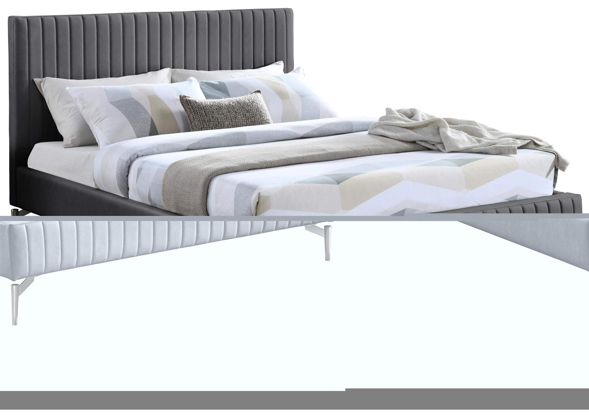 Gallo Dark Grey Faux Leather Queen Bed,Meridian Furniture