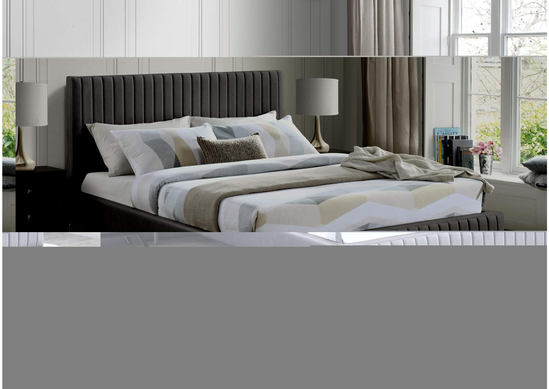 Gallo Dark Grey Faux Leather Queen Bed,Meridian Furniture
