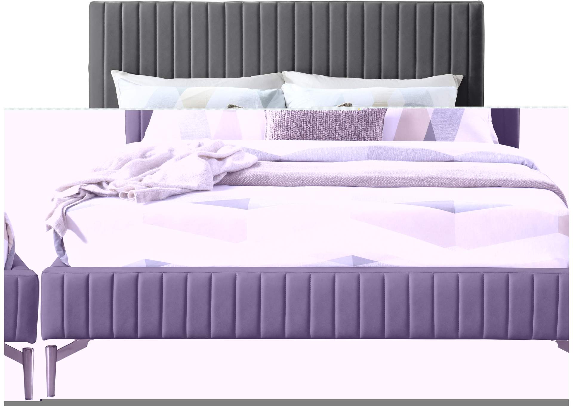 Gallo Dark Grey Faux Leather Queen Bed,Meridian Furniture